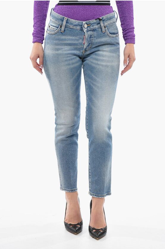 image of Dsquared2 Cropped Jennifer Denims With Light Wash 15Cm in Blue, Women's (Size 25)