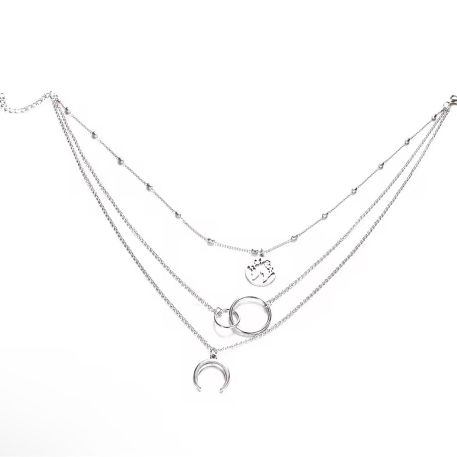 Other Retro Moon World Map Circle Pendant Multilayer Necklace Size ONE SIZE - 3 Thumbnail
