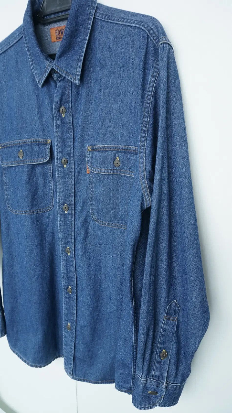 Edwin 🔥Vintage EDWIN 503 Orange Tab Long Sleeve Denim Shirt Size US L / EU 52-54 / 3 - 5 Thumbnail