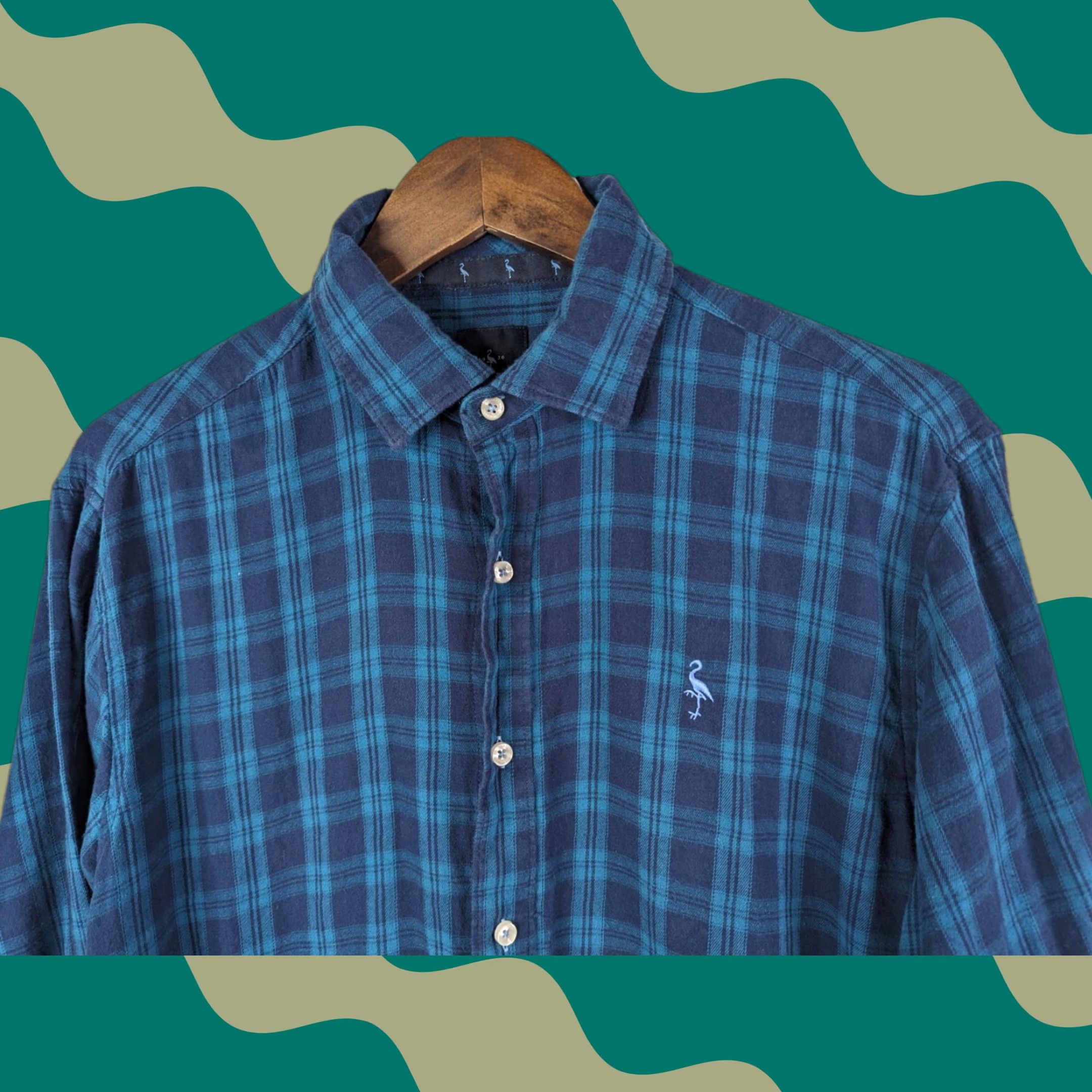Tailorbyrd Tailor Byrd Men’s Button-Front Long Sleeve Blue Plaid Flannel Shirt L Size US L / EU 52-54 / 3 - 1 Thumbnail