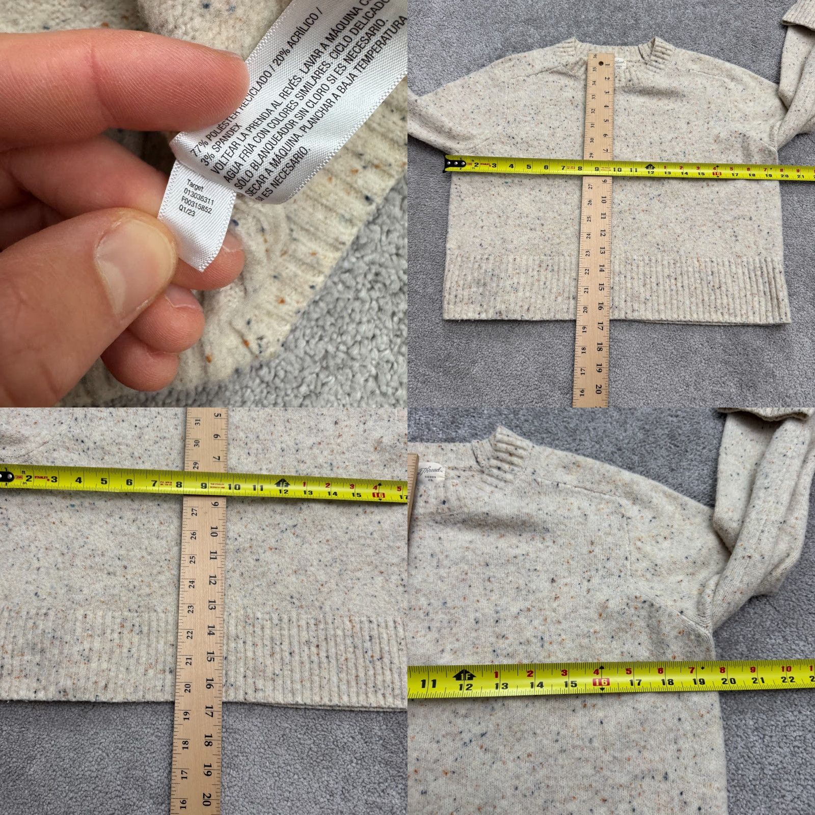 Vintage Universal Thread Speckled Cropped Pullover Sweater Womens M Oatmeal Cream Size M / US 6-8 / IT 42-44 - 8 Thumbnail
