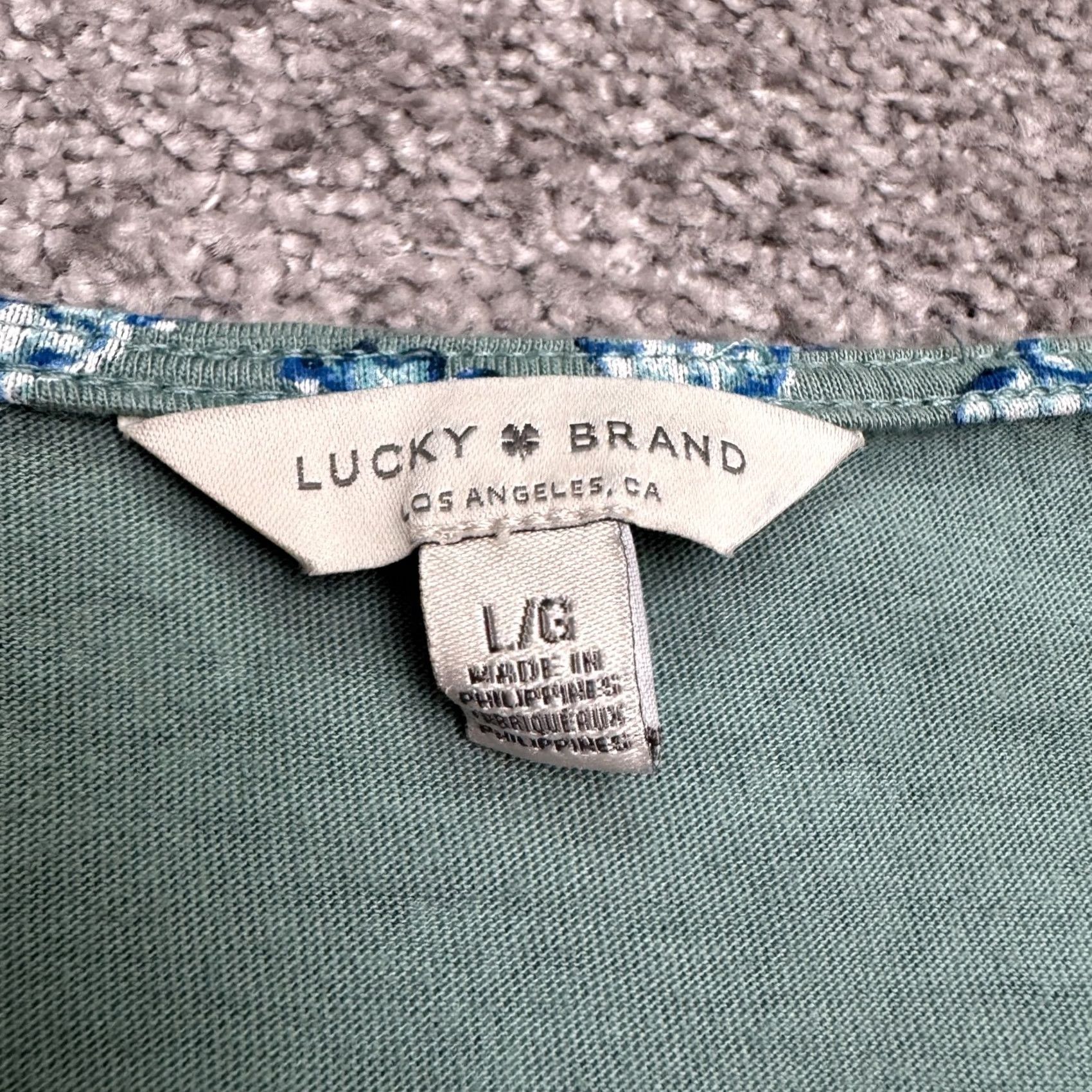 Lucky Brand Lucky Brand Floral Square Neck Blouse Womens Large Green Blue Long Sleeve Size L / US 10 / IT 46 - 5 Thumbnail