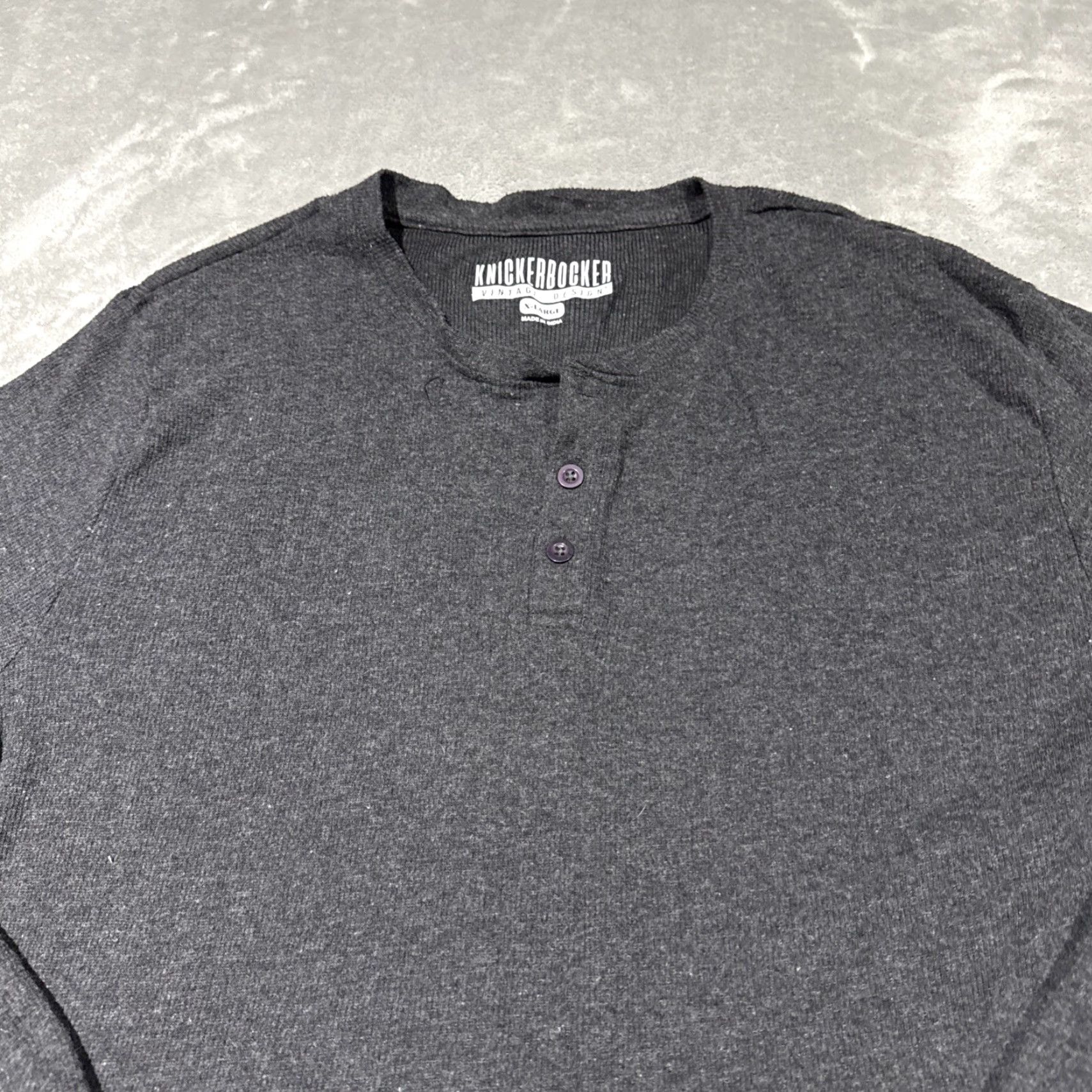 Vintage Knickerbocker Henley Shirt Mens XL Dark Gray Long Sleeve Thermal Size US XL / EU 56 / 4 - 2 Thumbnail