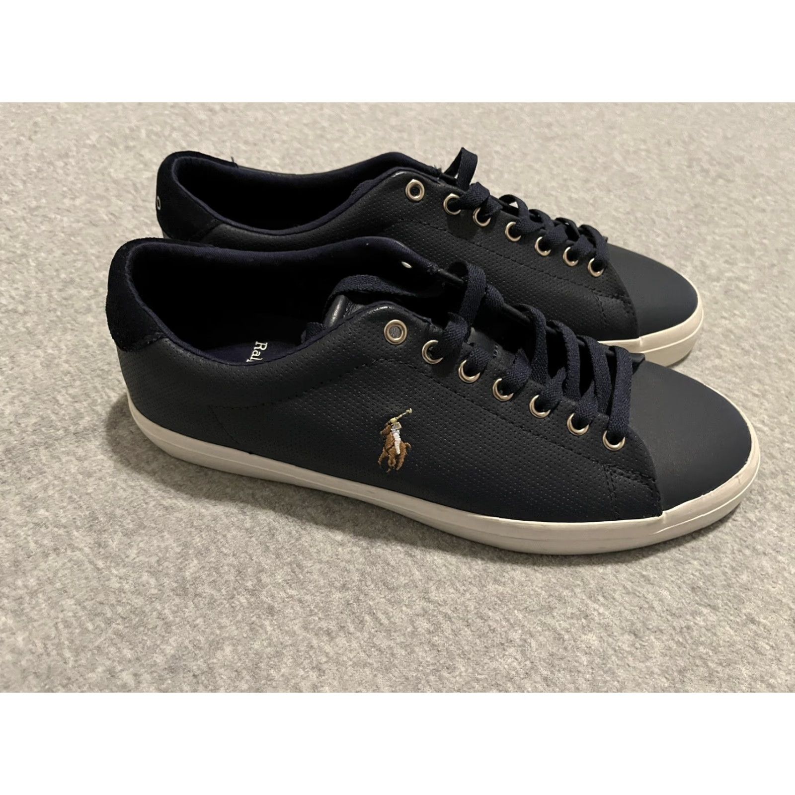 Polo Ralph Lauren Polo Ralph Lauren Longwood Navy Perf Nappa Smooth Calf Swan Suede Shoes Mens 9D Blue Leather Sneaker Casual Shoes Mens 9 Size US M / EU 48-50 / 2 - 2 Thumbnail