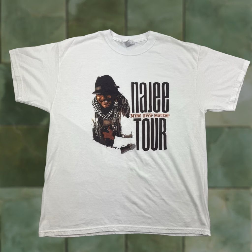 Jerzees VINTAGE Najee Mind Over Matter Tour T Shirt Adult XL Band Tee Jazz Saxophone Y2K Mens White Cotton Polyester Crew Neck Short Sleeve solids Size US XL / EU 56 / 4 - 1 Thumbnail