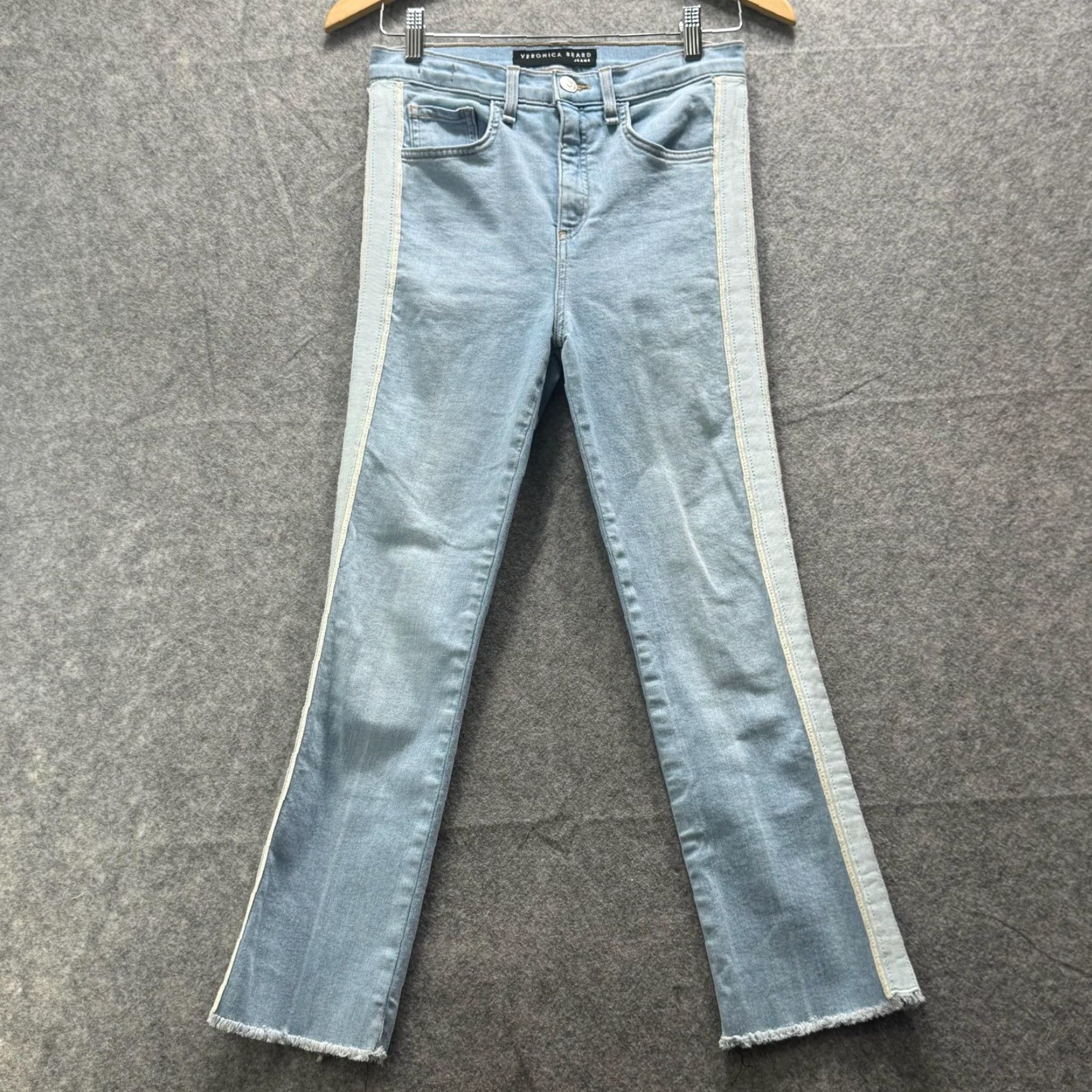 Veronica Beard Veronica Beard Jeans Womens 26 Light Blue High Rise Kick Flare 11" Raw Hem Denim Stretch 5-Pocket Zip Fly Size 26" / US 2 / IT 38 - 2 Thumbnail