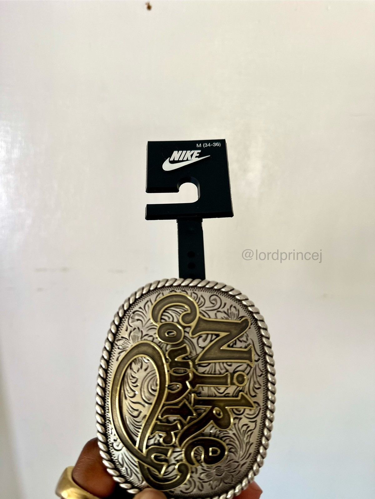 Nike Nike Country Men's Plaque Buckle Embossed Leather Belt Size 34 - 3 Thumbnail