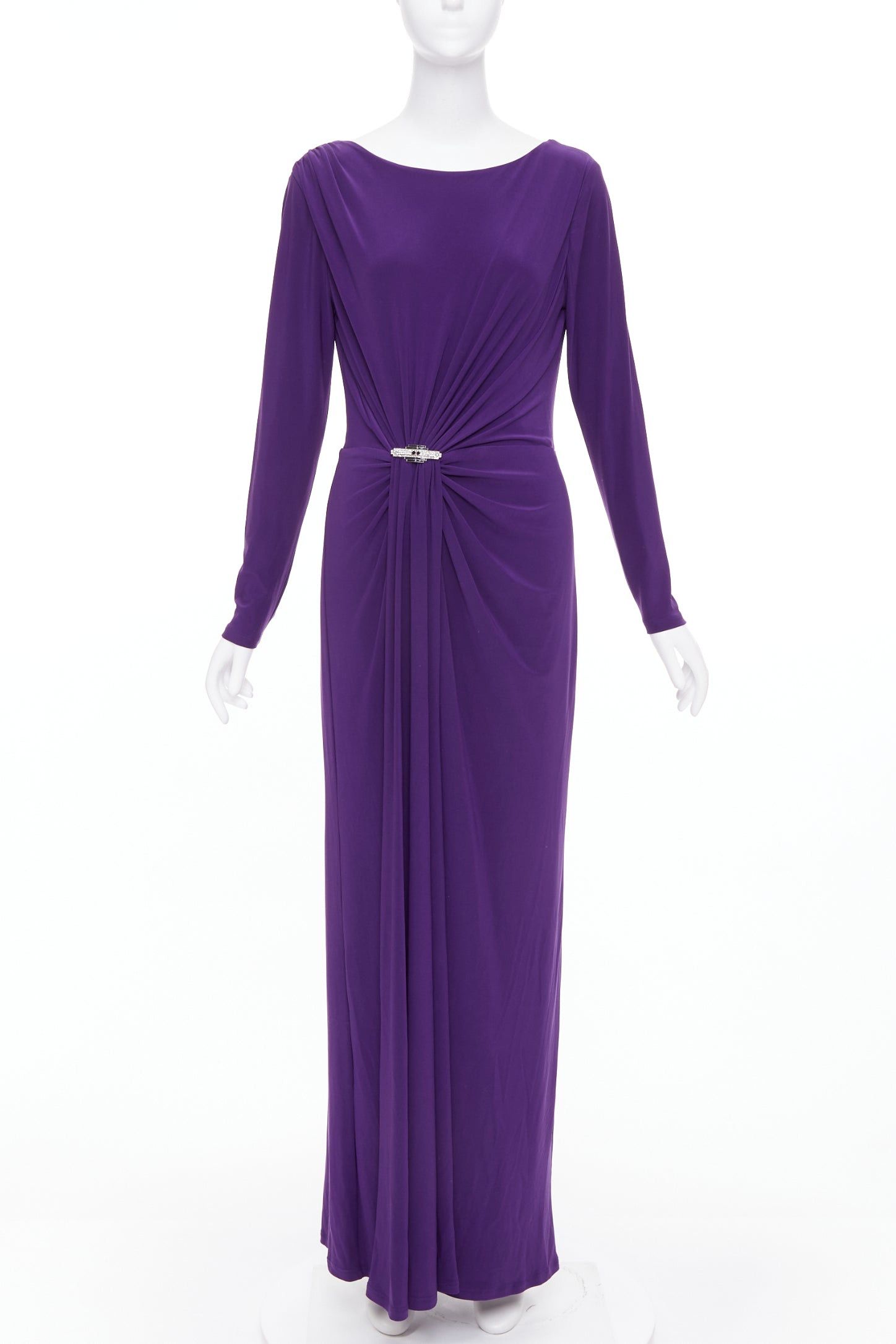 Ralph Lauren LAUREN BY RALPH LAUREN purple jersey silver strass buckle drape grecian evening gown US12 XXL Size XL / US 12-14 / IT 48-50 - 1 Thumbnail