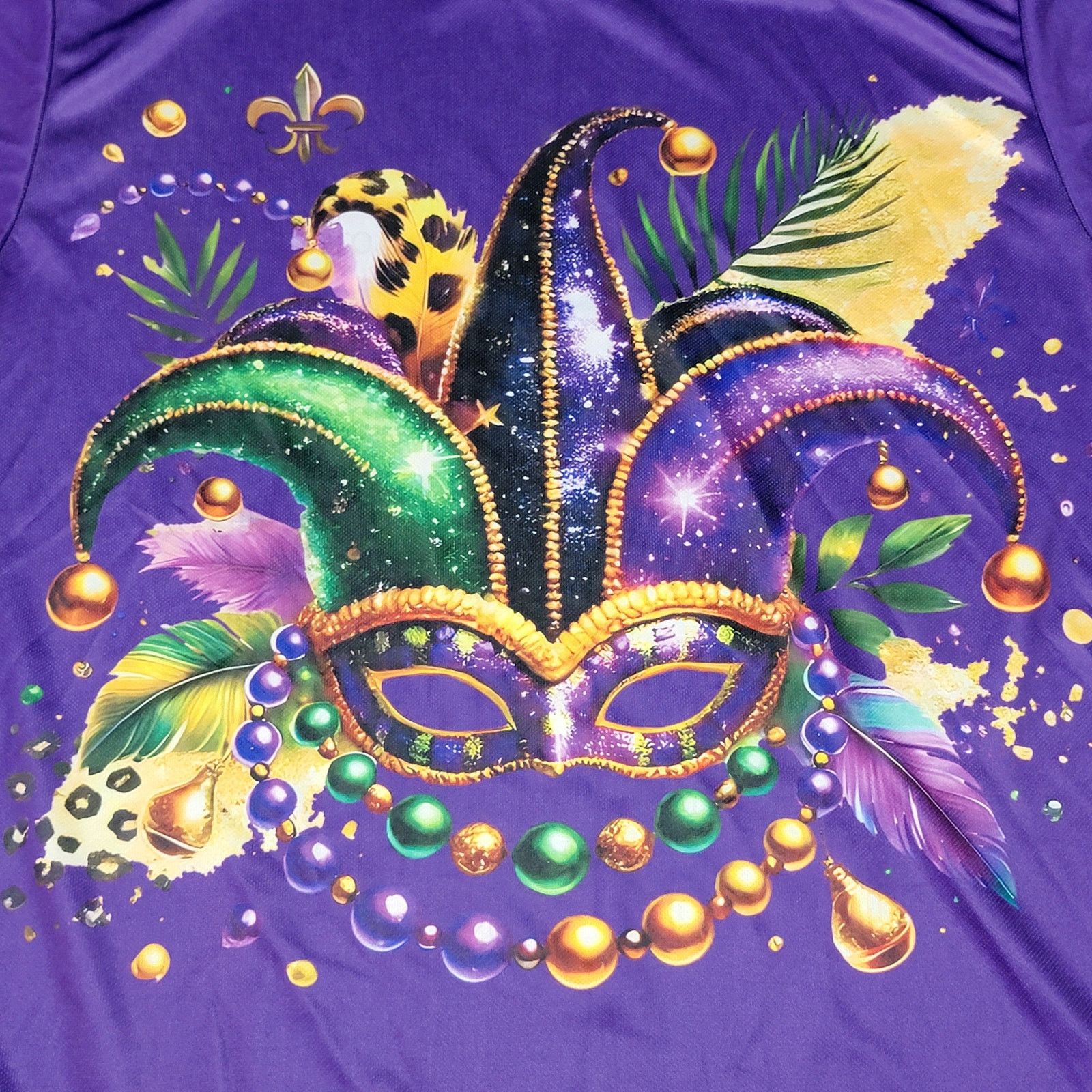 Other Mardi Gras Purple Unisex Tee Mask w/ Beads - Size XXL* Size XXL / US 16-18 / IT 52-54 - 2 Thumbnail