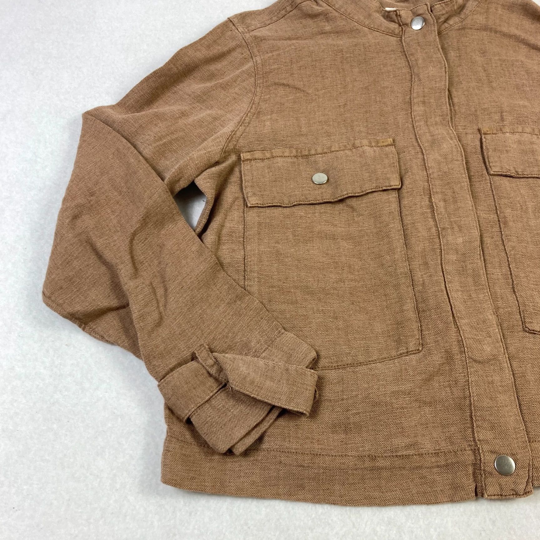 Nicole Miller Nicole Miller New York Linen Jacket Women's Medium Brown Full Zip Long Sleeve Size M / US 6-8 / IT 42-44 - 2 Thumbnail