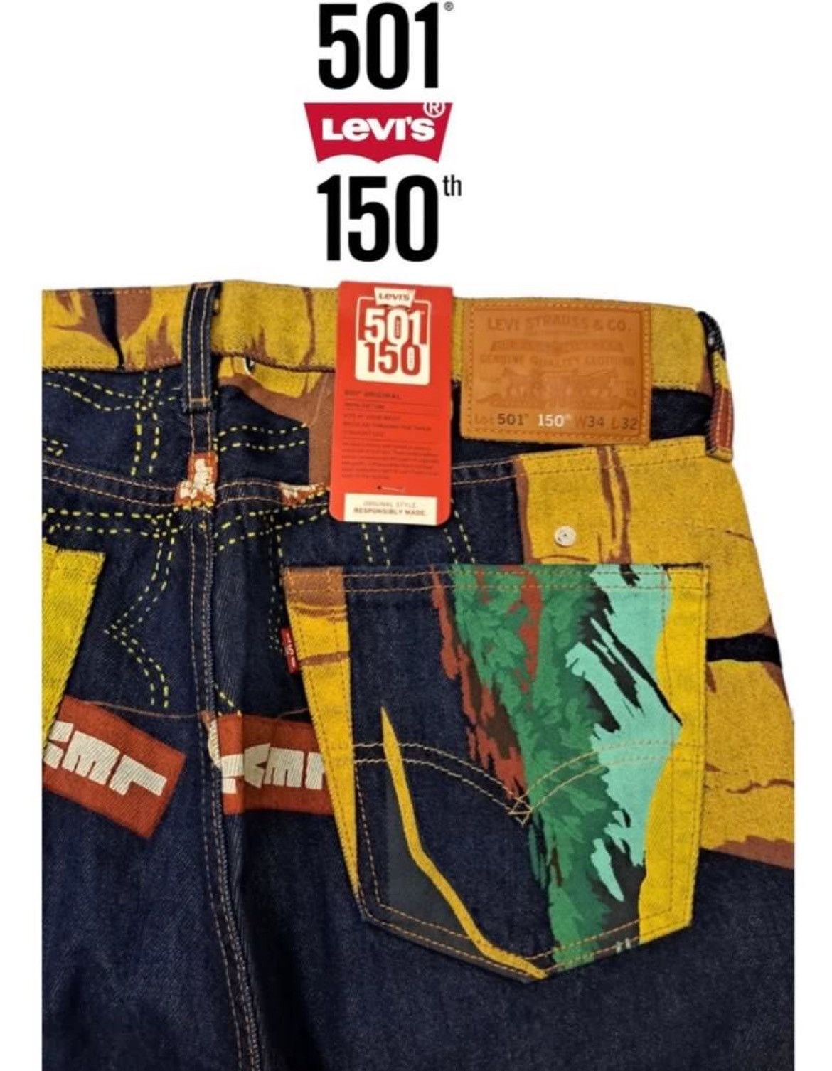 Levi's rare levis all overprint Banner 150th anniversary Size US 34 / EU 50 - 3 Thumbnail
