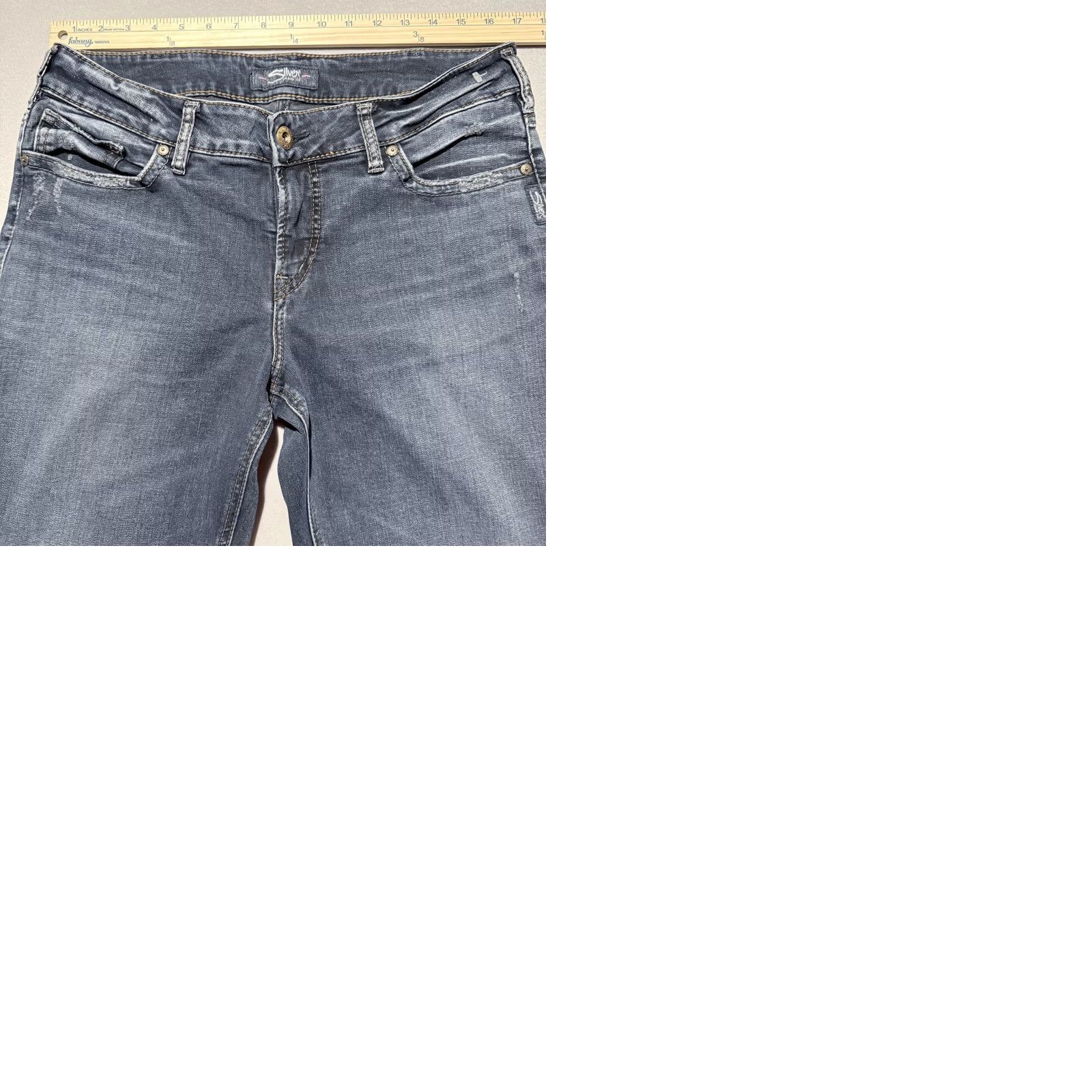 Silver Jeans Co. VINTAGE Silver Jeans Women’s Blue Denim Mid Rise Classic Straight Fit Zip Fly 34x29 Jeans Women Blue 90s Boys Girls Size 24" / US 00 / IT 34 - 9 Thumbnail