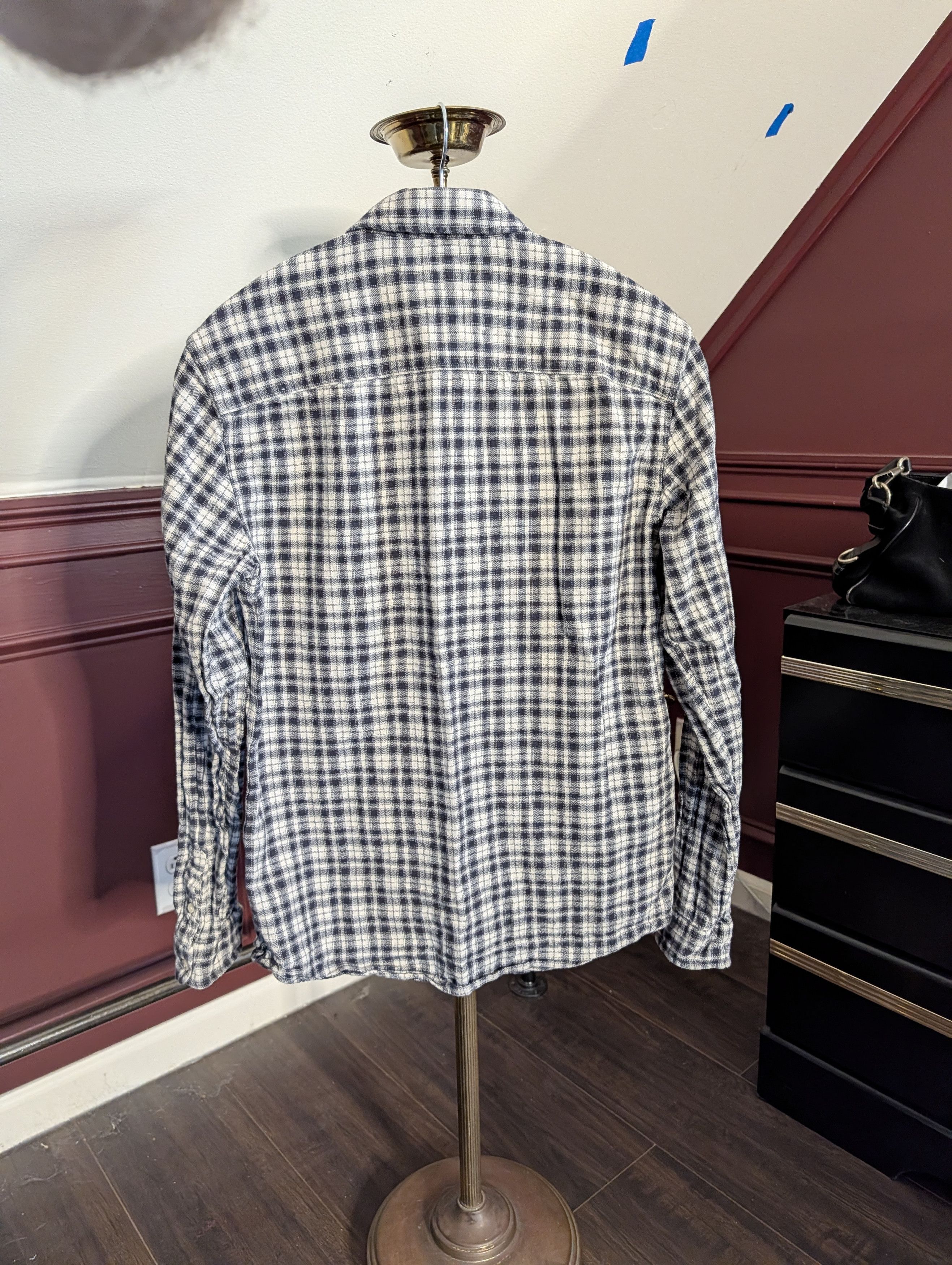 Allsaints Black/white plaid flannel button-down logo shirt Small Size US S / EU 44-46 / 1 - 8 Thumbnail