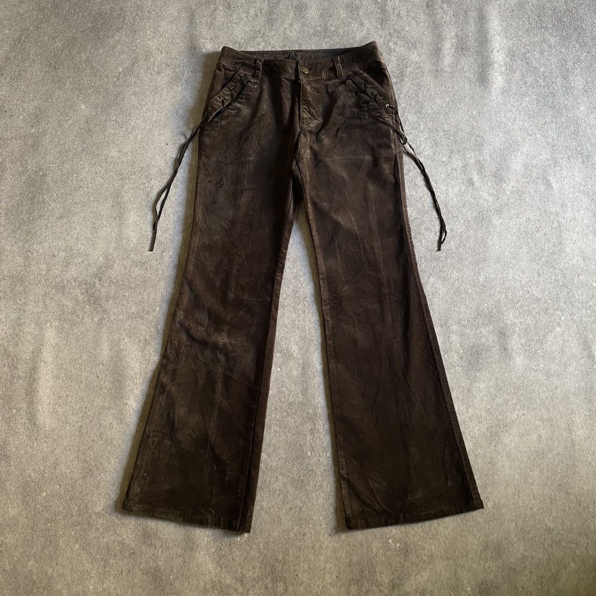 If Six Was Nine 2000s Comme Ca Ism Bondage Flared Pants Size US 28 / EU 44 - 1 Thumbnail