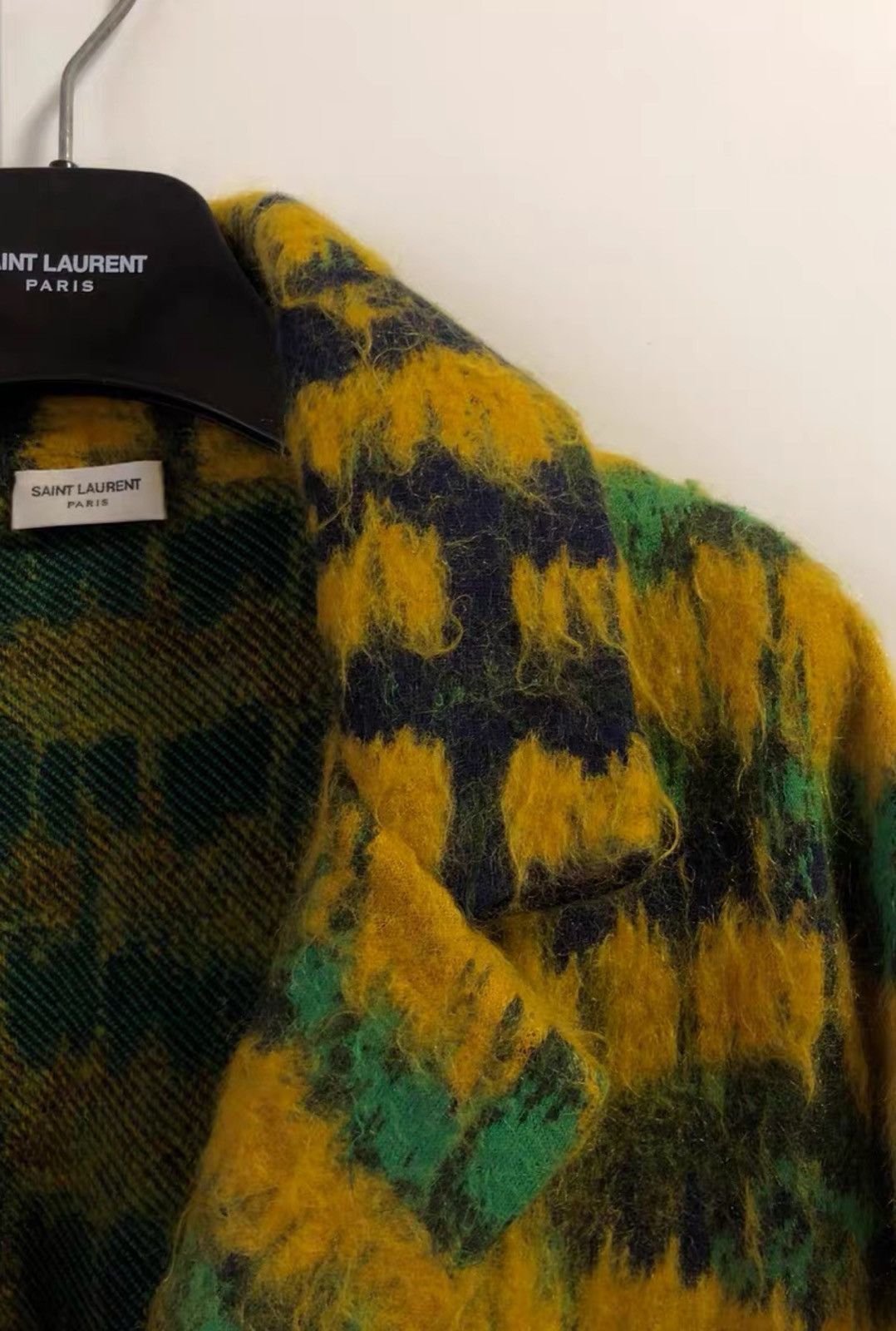 Saint Laurent Paris Saint Laurent Yellow-Green Striped Mohair Knit Cardigan Size US XS / EU 42 / 0 - 3 Thumbnail