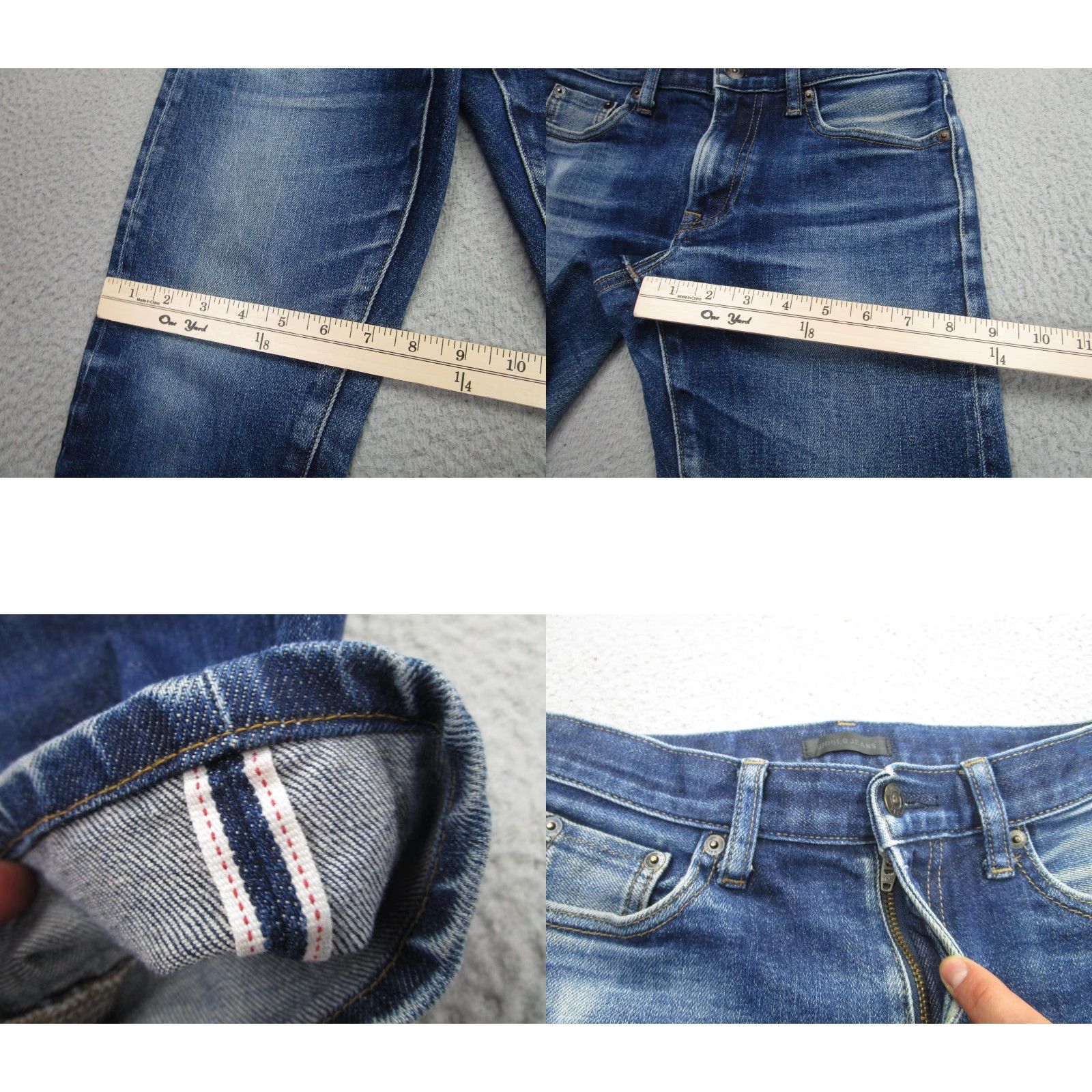 Uniqlo VINTAGE Uniqlo Jeans Mens Blue Slim Selvedge Denim Kaihara Whisker Fading Honeycomb Size US 30 / EU 46 - 8 Thumbnail