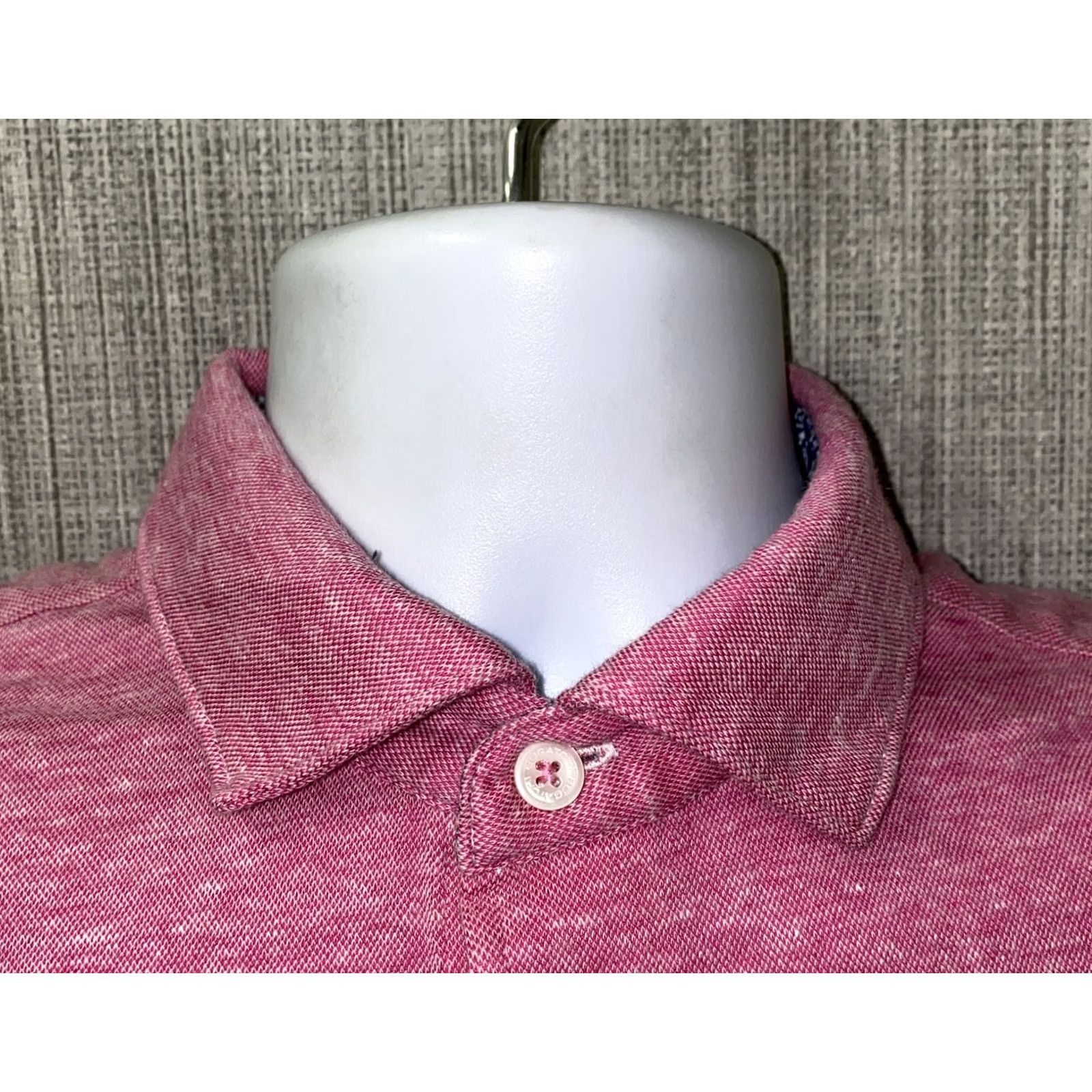 BUGATCHI Bugatchi Mens Pink Short Sleeve Button Front Shirt 21 In Armpit Size US M / EU 48-50 / 2 - 3 Thumbnail