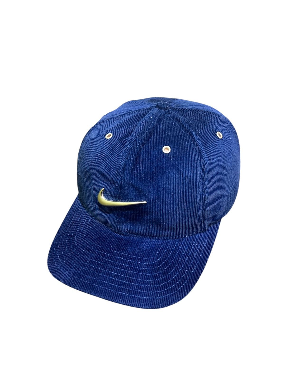 Nike × Vintage Vtg 90's Metal Swoosh Corduroy Cap Size ONE SIZE - 4 Thumbnail