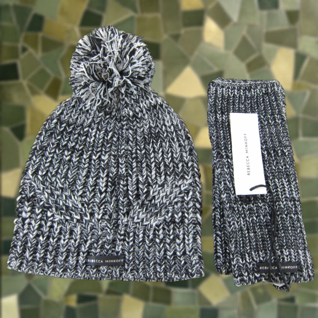 Rebecca Minkoff Rebecca Minkoff Hat and Glove/Arm warmer Set NWT Marbled Black Size ONE SIZE - 1 Thumbnail