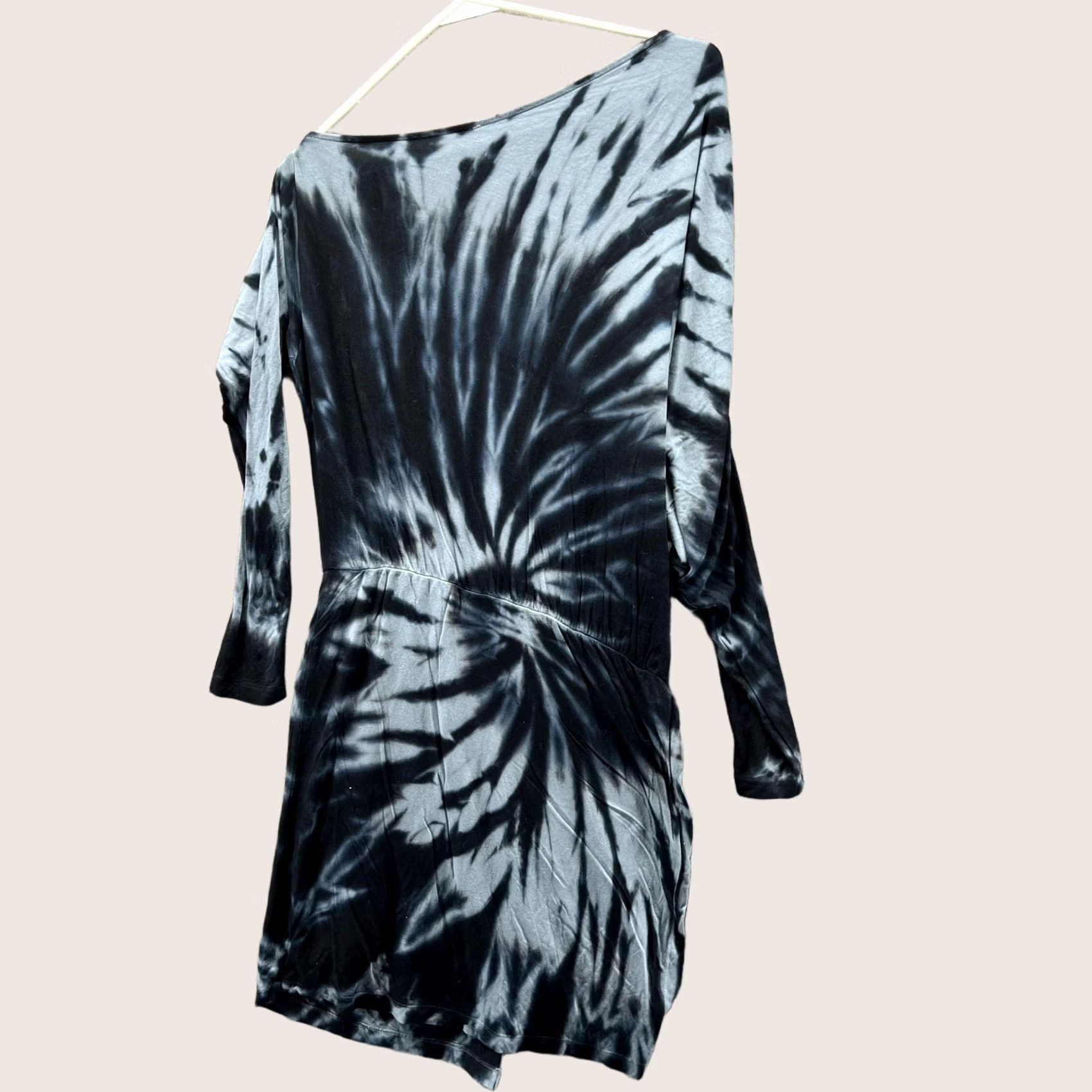 Young Fabulous & Broke VINTAGE YFB Dress Womens Blouson Mini Boho Jersey Dolman Sleeve Tie Dye Black Gray Casual Womens M Size M / US 6-8 / IT 42-44 - 1 Thumbnail