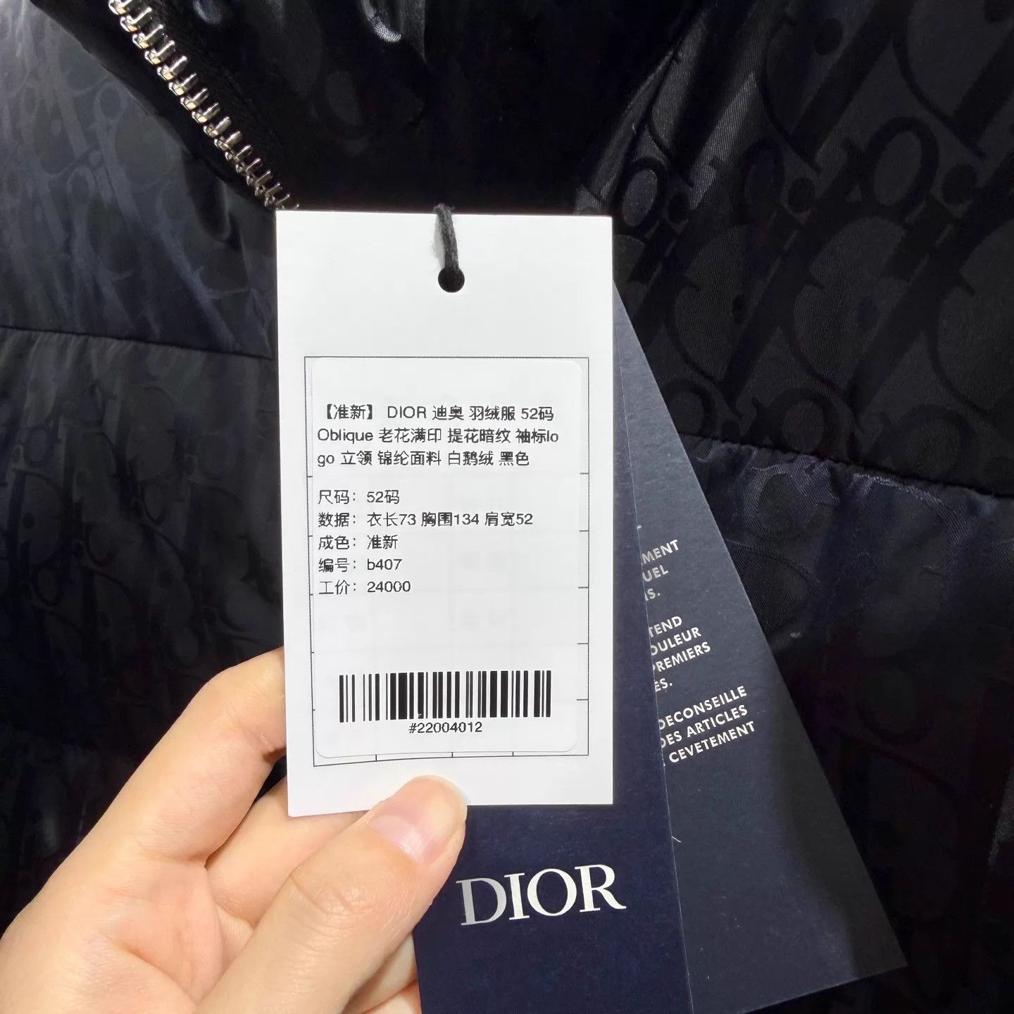 Dior DIOR Oblique Puffer Jacket Sleeve Logo Black 52 Size US L / EU 52-54 / 3 - 6 Thumbnail