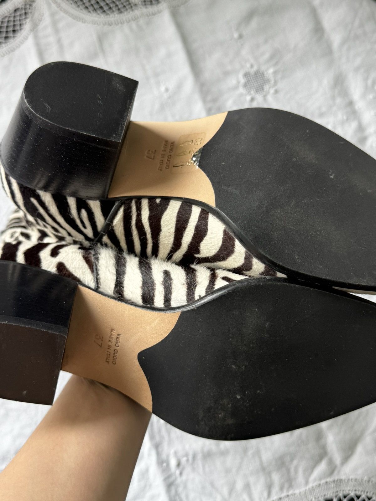Other Anna F Cowboy Boots Pony Hair Zebra Print Size US 7 / IT 37 - 5 Thumbnail