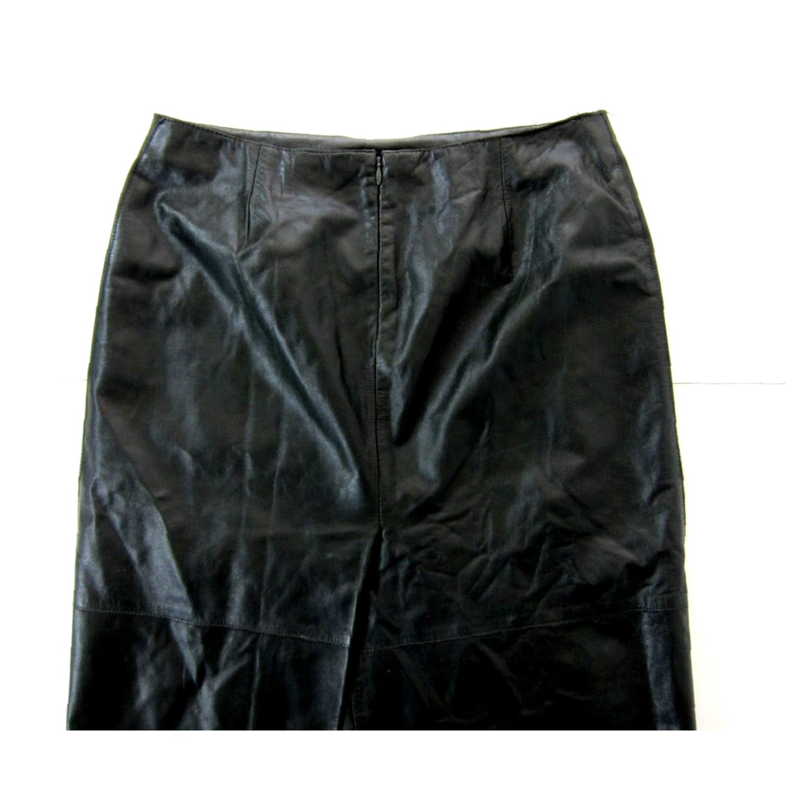 Kenneth Cole Kenneth Cole New York Black Leather Midi Pencil Straight A-Line Skirt Women 8 Size 30" / US 8 / IT 44 - 6 Thumbnail