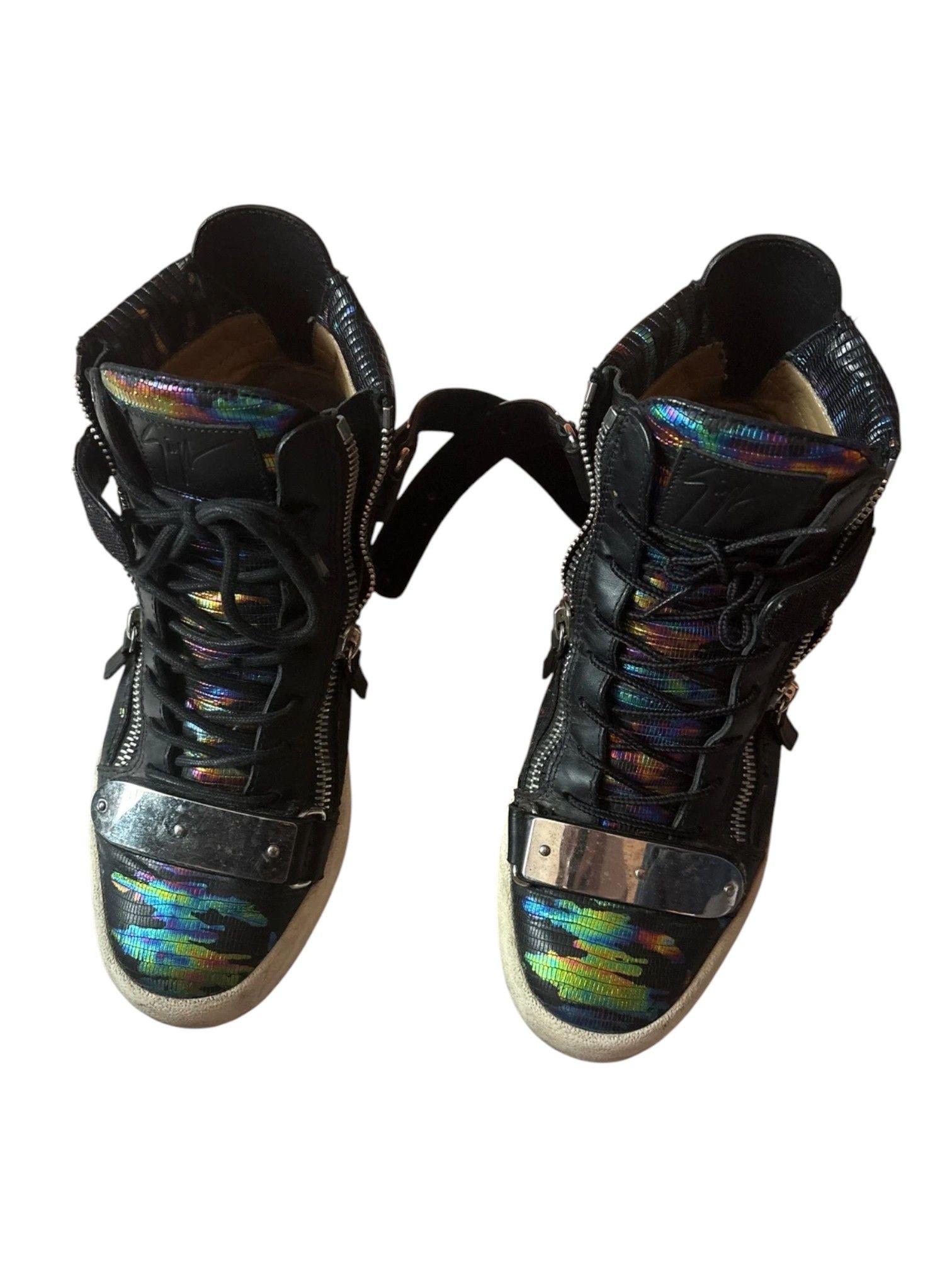 Giuseppe Zanotti Giuseppe Zanotti Lizard Silver Strap Sneaker c. 2013 Size US 8 / EU 41 - 7 Thumbnail