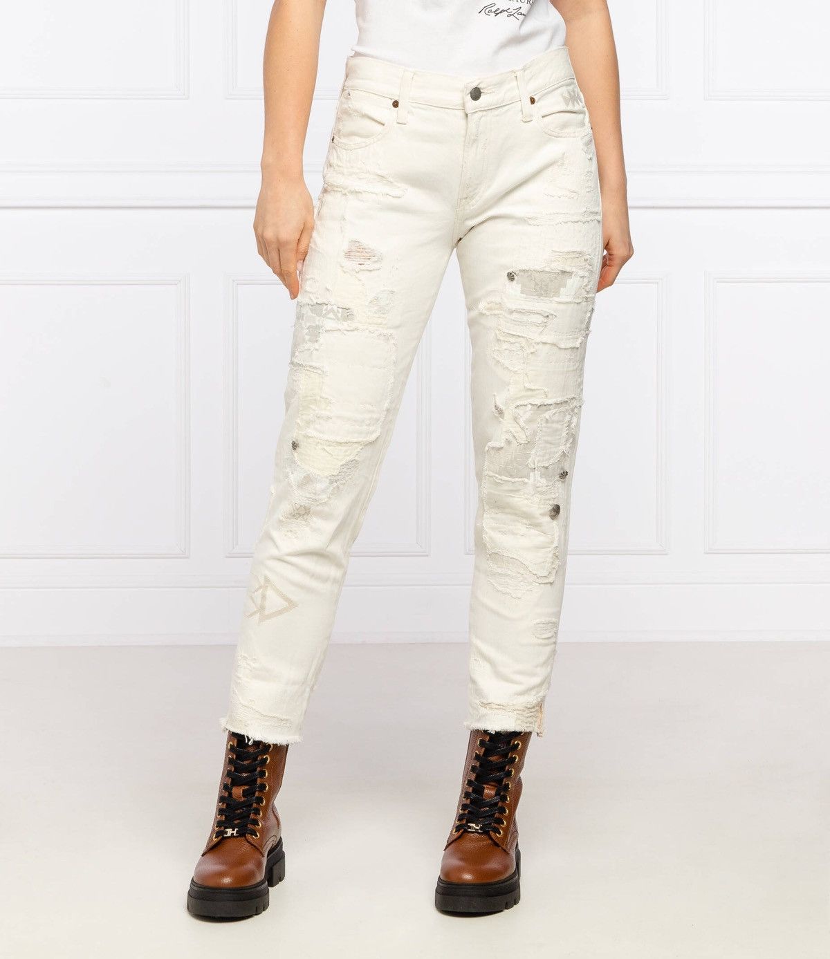 Polo Ralph Lauren × RRL Ralph Lauren Polo RL Distressed Patchwork Jeans For Her Size 30" / US 8 / IT 44 - 3 Thumbnail