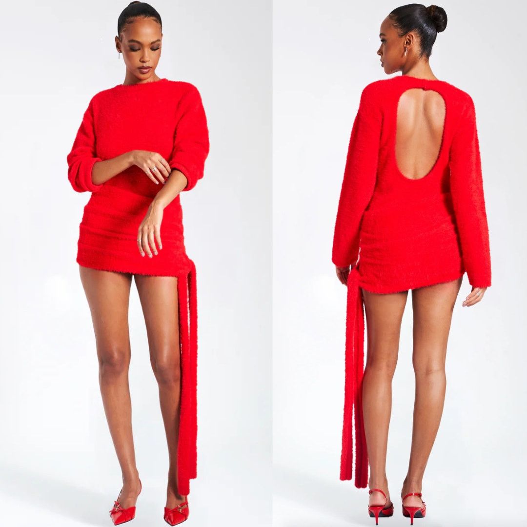 Other Miss Circle | NWT Keira Dress in Red Fuzzy Sweater Knit XL Size XL / US 12-14 / IT 48-50 - 1 Thumbnail