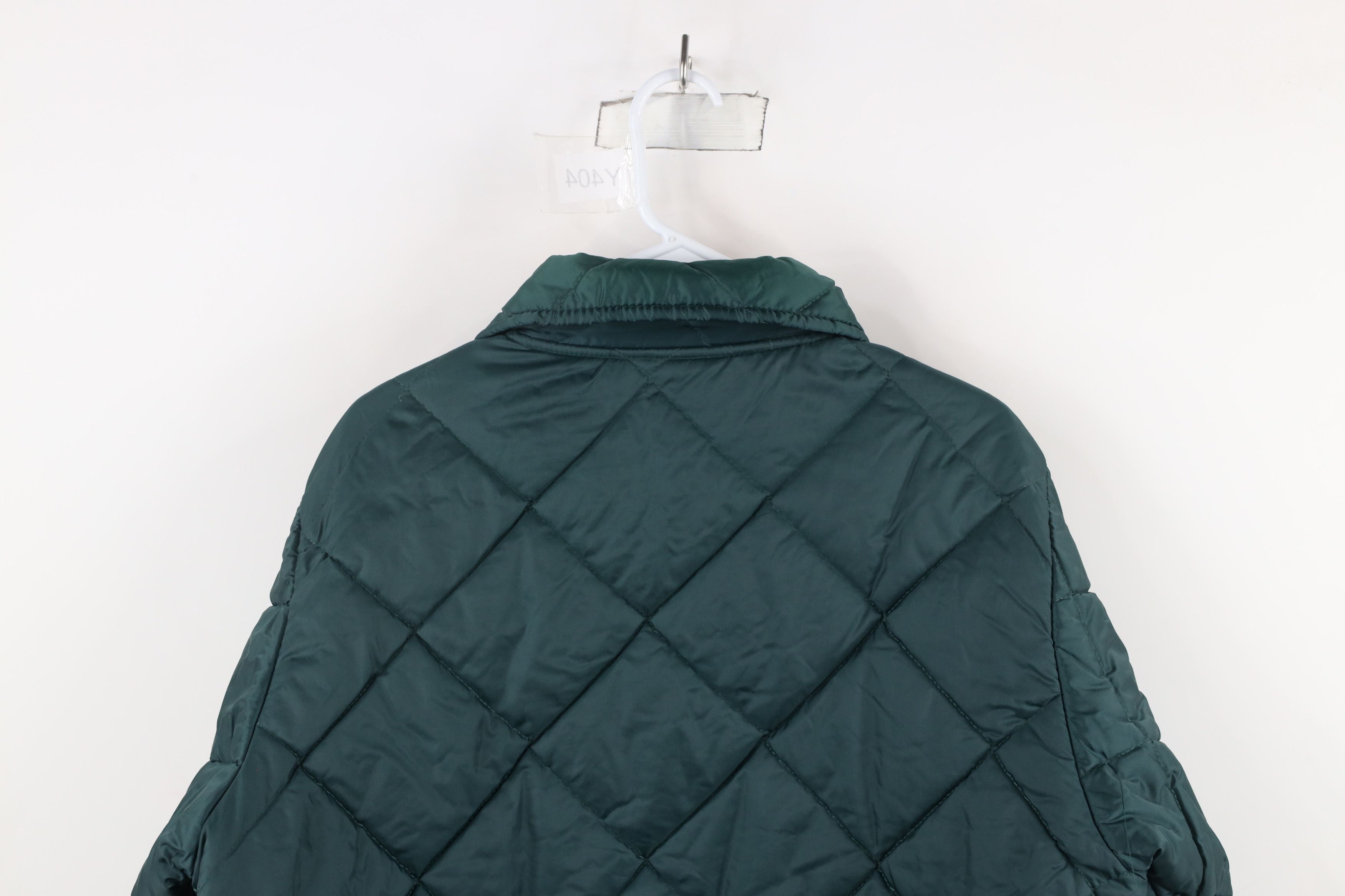Vintage Vintage 90s Streetwear Blank Quilted Full Zip Jacket Green Size US L / EU 52-54 / 3 - 13 Thumbnail