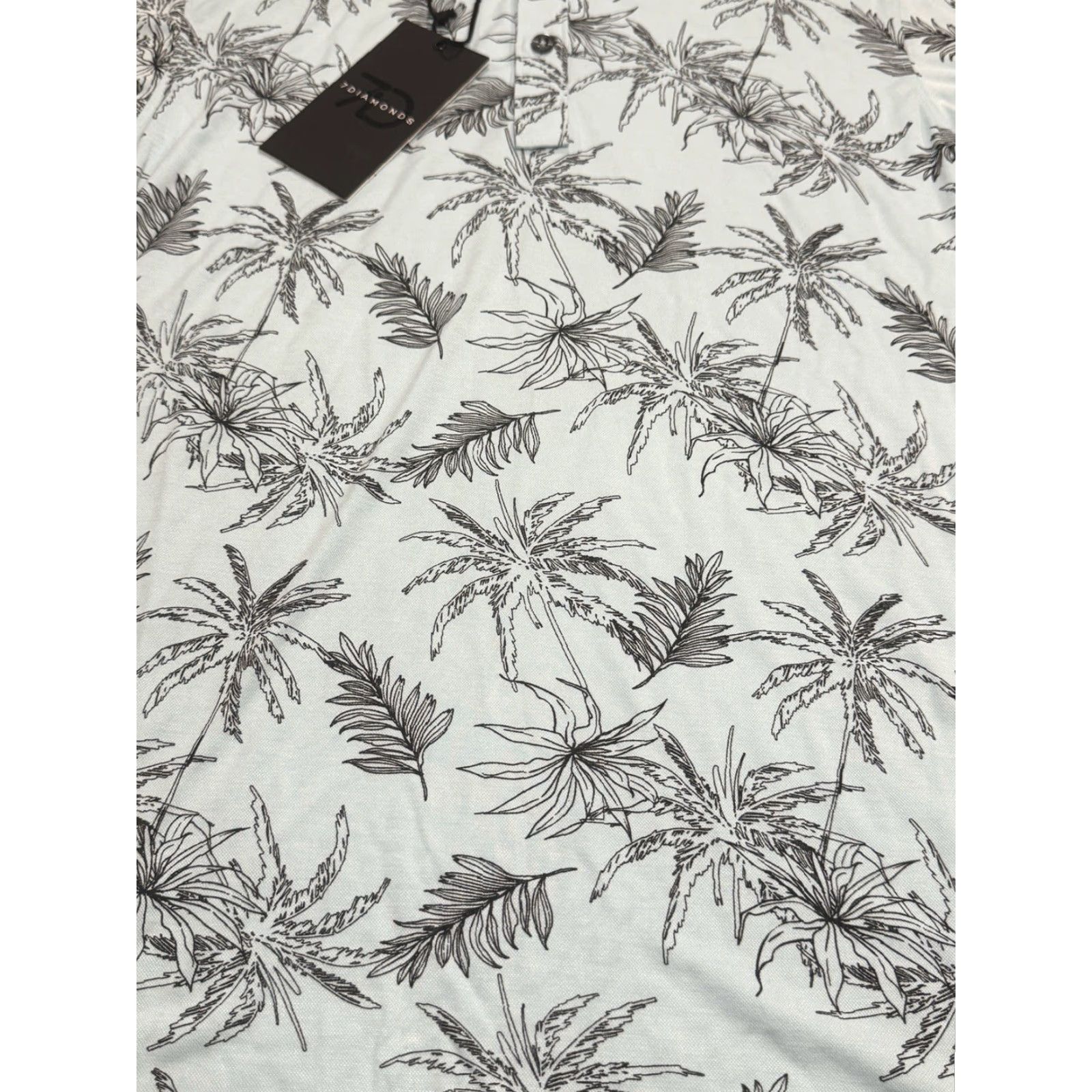 Vintage VINTAGE 7 Diamonds Men's Polo Shirt Short Sleeve Cotton Blend Floral Pattern Spring Summer Medium Mint Performance Size US S / EU 44-46 / 1 - 4 Thumbnail