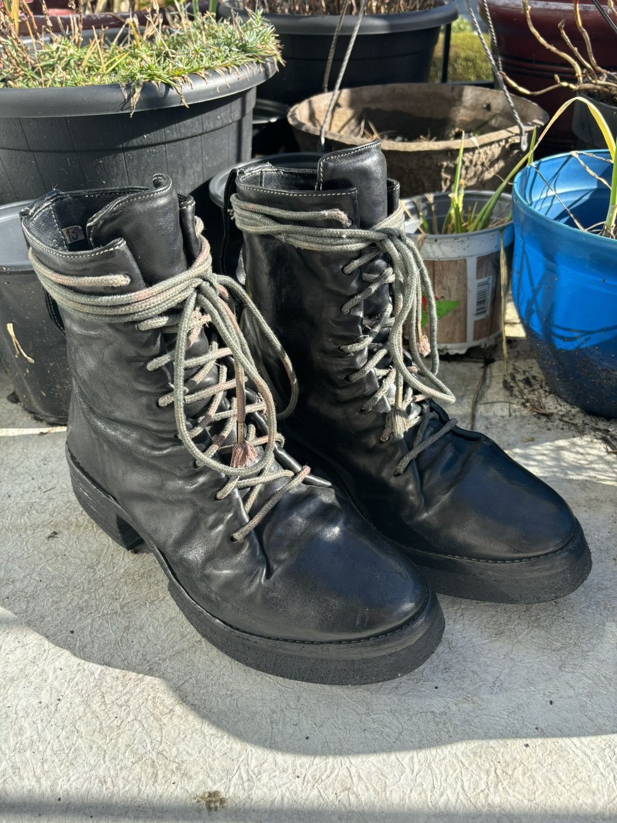 image of Carol Christian Poell Combat Boots in Black, Men's (Size 8)