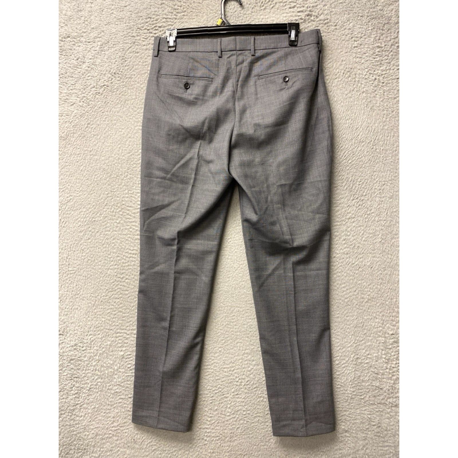 Vintage J Crew Dress Pants Men 32x32 Gray Slim Tapered Flat Front Elastic Waist Zipper Pockets Knit Wool Polyester Regular Belt Ready Mens Size US 32 / EU 48 - 6 Thumbnail