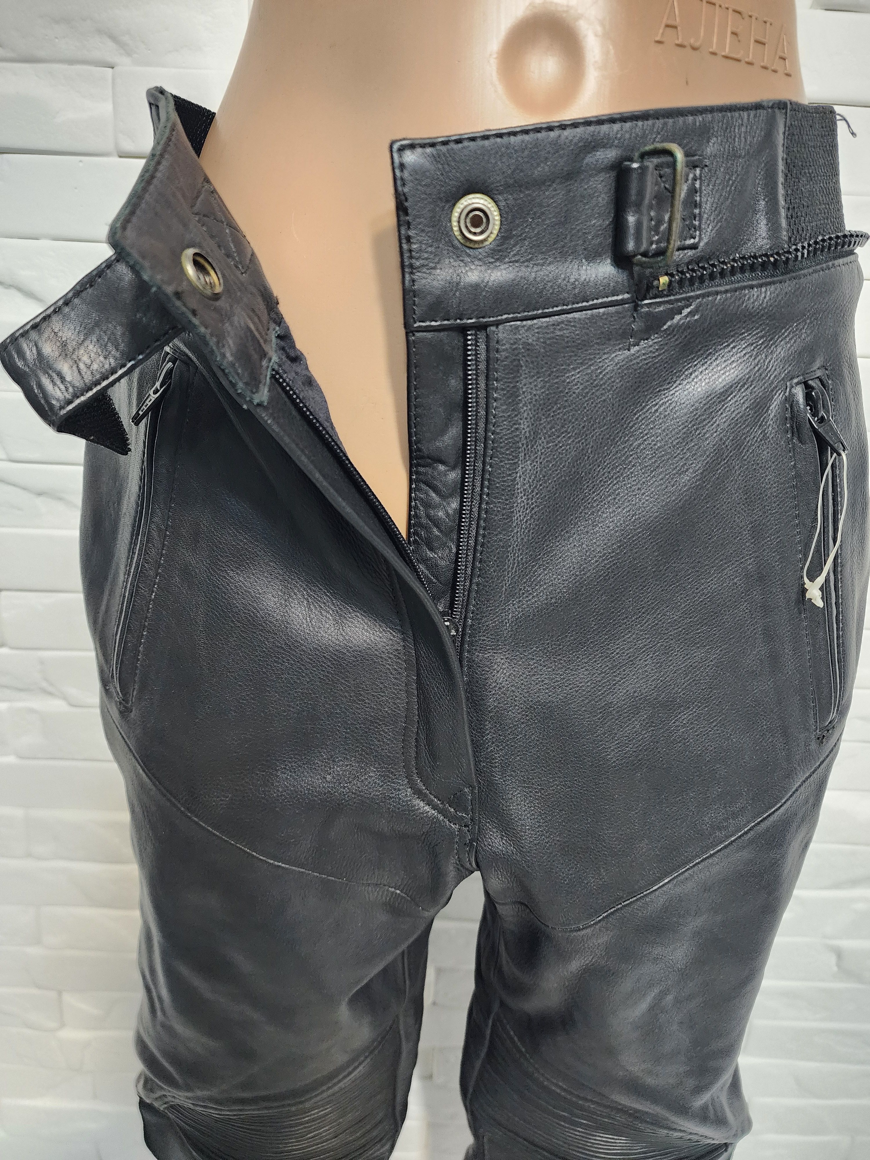 Genuine Leather Black Leather Biker Pants: Women's Ride Style Size 27" / US 4 / IT 40 - 4 Thumbnail