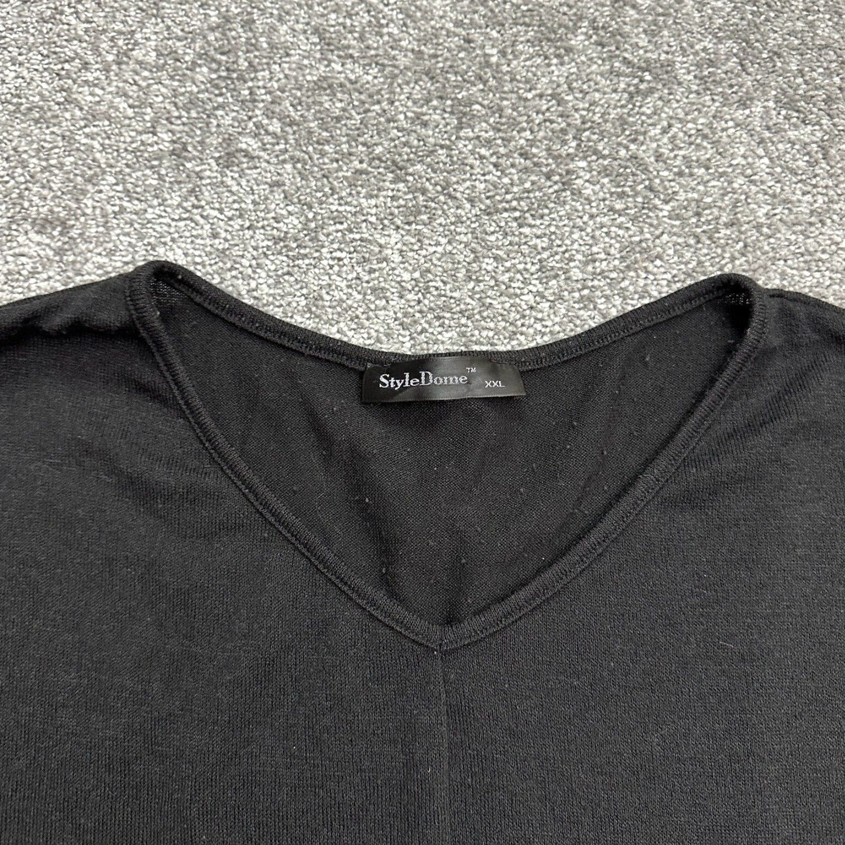 Vintage Style Dome Shift Dress Womens XXL Black V-Neck Knit Sweater Dress Long Sleeve Casual Size XXL / US 16-18 / IT 52-54 - 3 Thumbnail