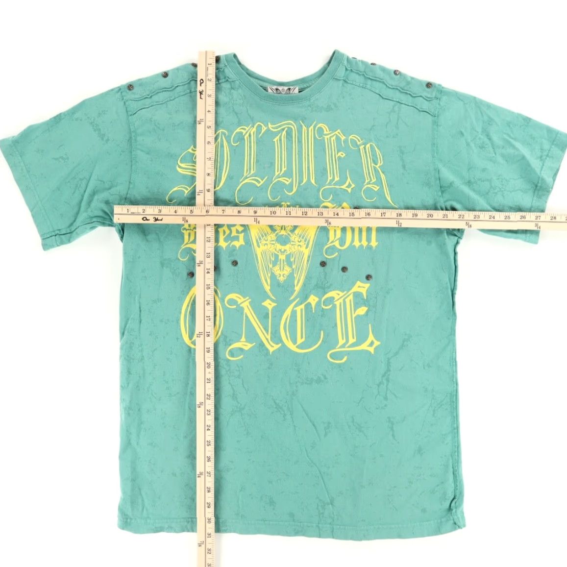 Vintage Black Label Soldier Dies But Once Solid T-Shirt Green 2XL Mens Slim Adult Shirt Size US XXL / EU 58 / 5 - 3 Thumbnail
