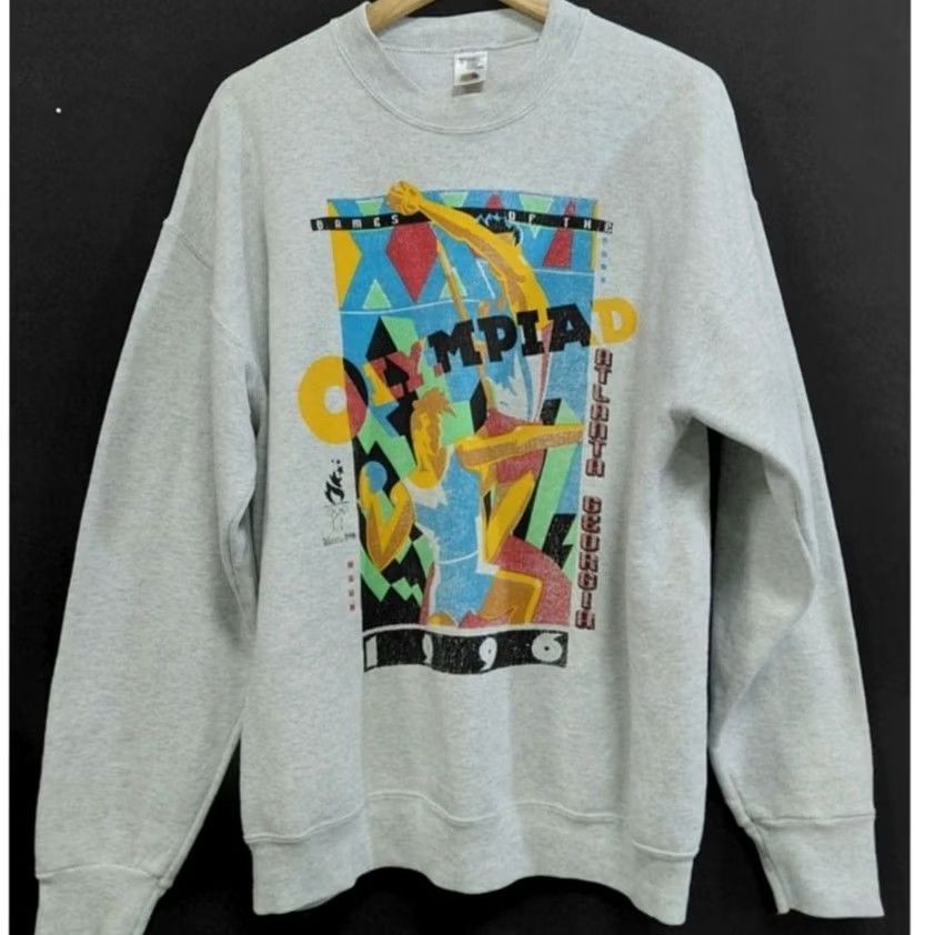 Fruit Of The Loom Fruit of the Loom Olympiad Graphic Print Sweatshirt Gray Knit Pullover Size XL Mens Regular Crew Neck Long Sleeve Cotton Polyester Size US XL / EU 56 / 4 - 2 Thumbnail