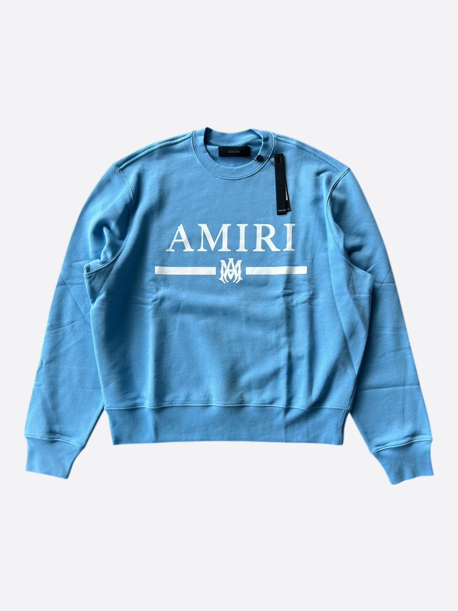 Amiri Blue & White MA Bar Logo Sweater