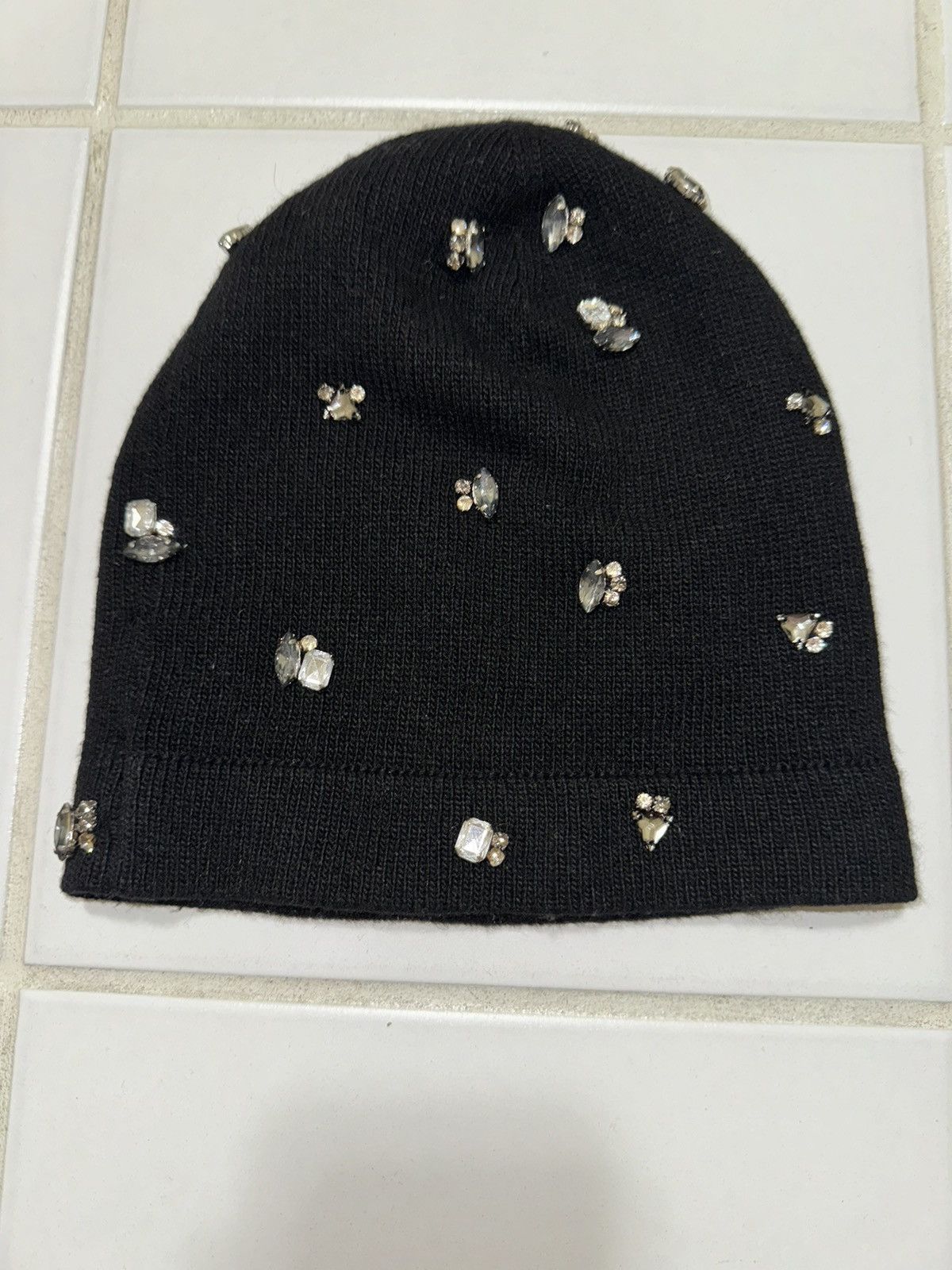 Jimmy Choo Jimmy Choo Black Crystal Embellished Beanie Size ONE SIZE - 2 Thumbnail