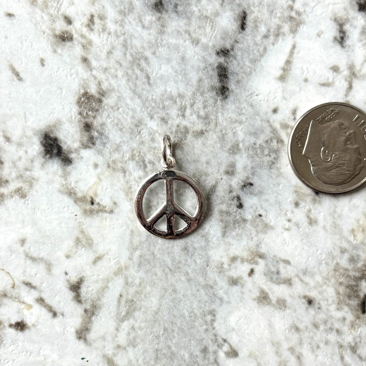 Sterling Silver Vintage .925 Sterling Silver Peace Sign Charm Pendant Polish Size ONE SIZE - 1 Thumbnail