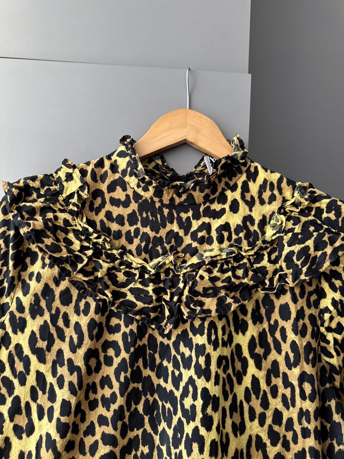 Ganni Ganni Leopard-Print Cotton-Poplin Mini Dress Size XS / US 0-2 / IT 36-38 - 2 Thumbnail