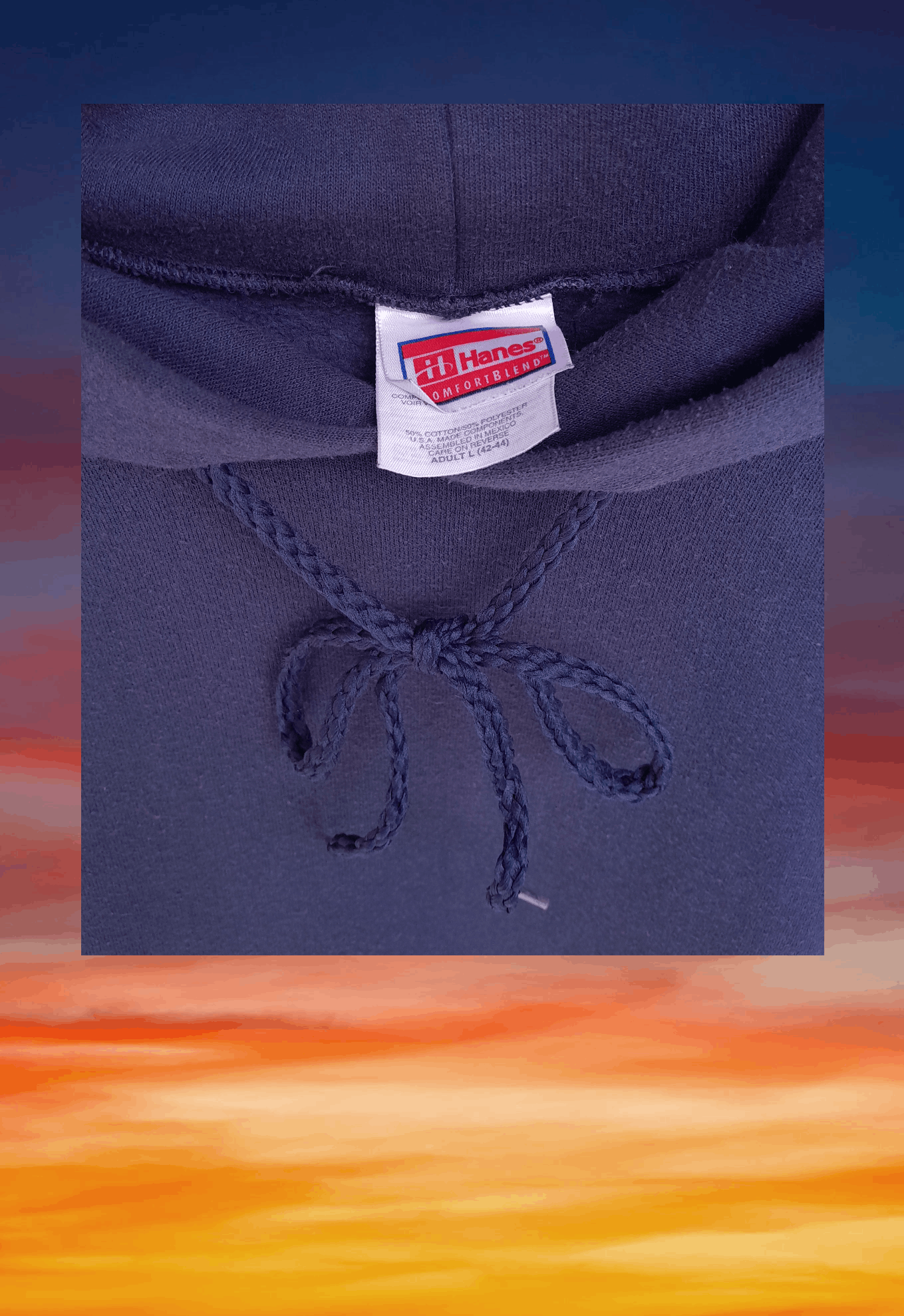 Hanes × Rap Tees × Vintage Vintage 90s Hanes blank navy hoodie raptee style Size US L / EU 52-54 / 3 - 4 Thumbnail