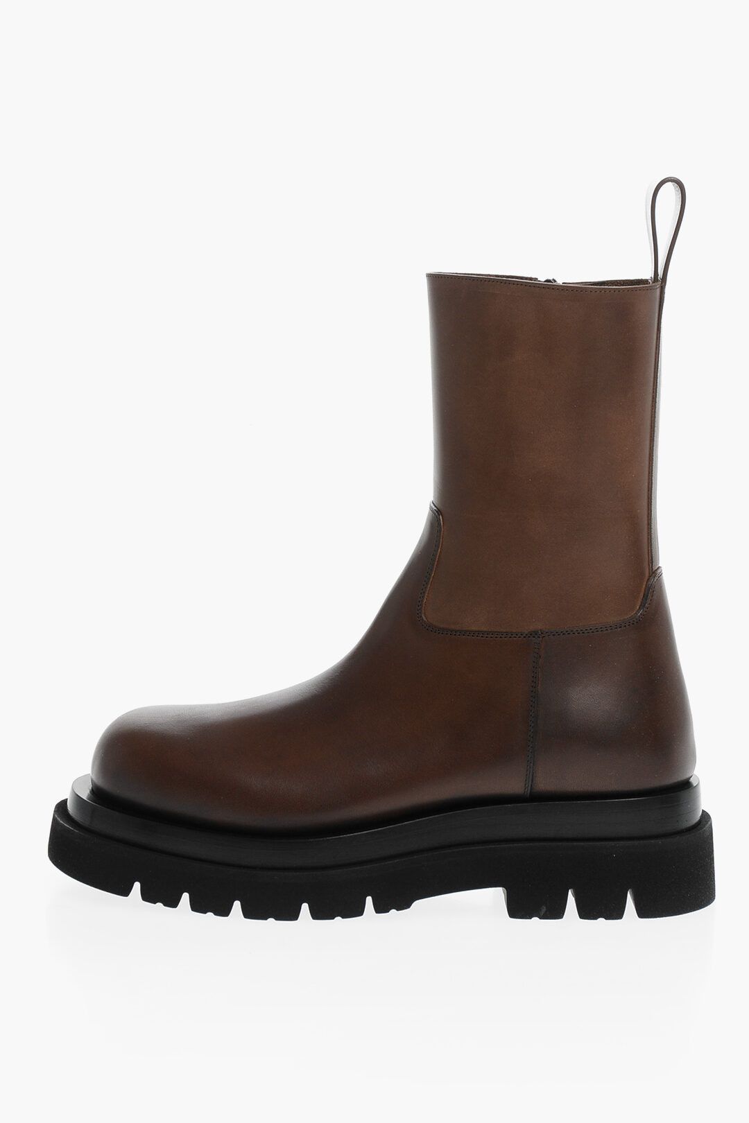 og1mm0424 Fumè Leather Puddle Biker Boots in Brown