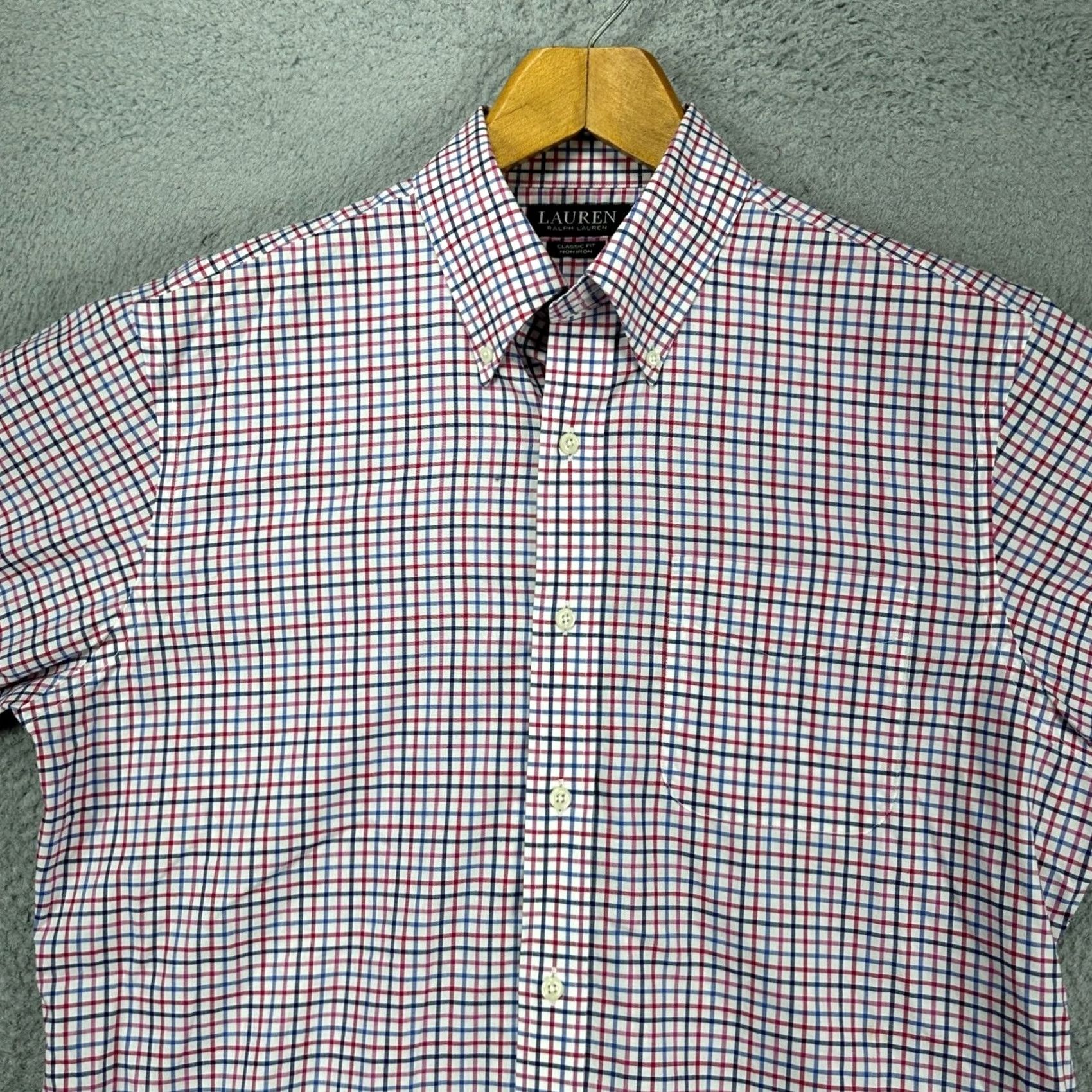 Ralph Lauren Lauren Ralph Lauren Dress Shirt Mens 15.5 34-35 Pink Blue Check Classic Fit Button-Down Collar Shirt Size 42R - 2 Thumbnail