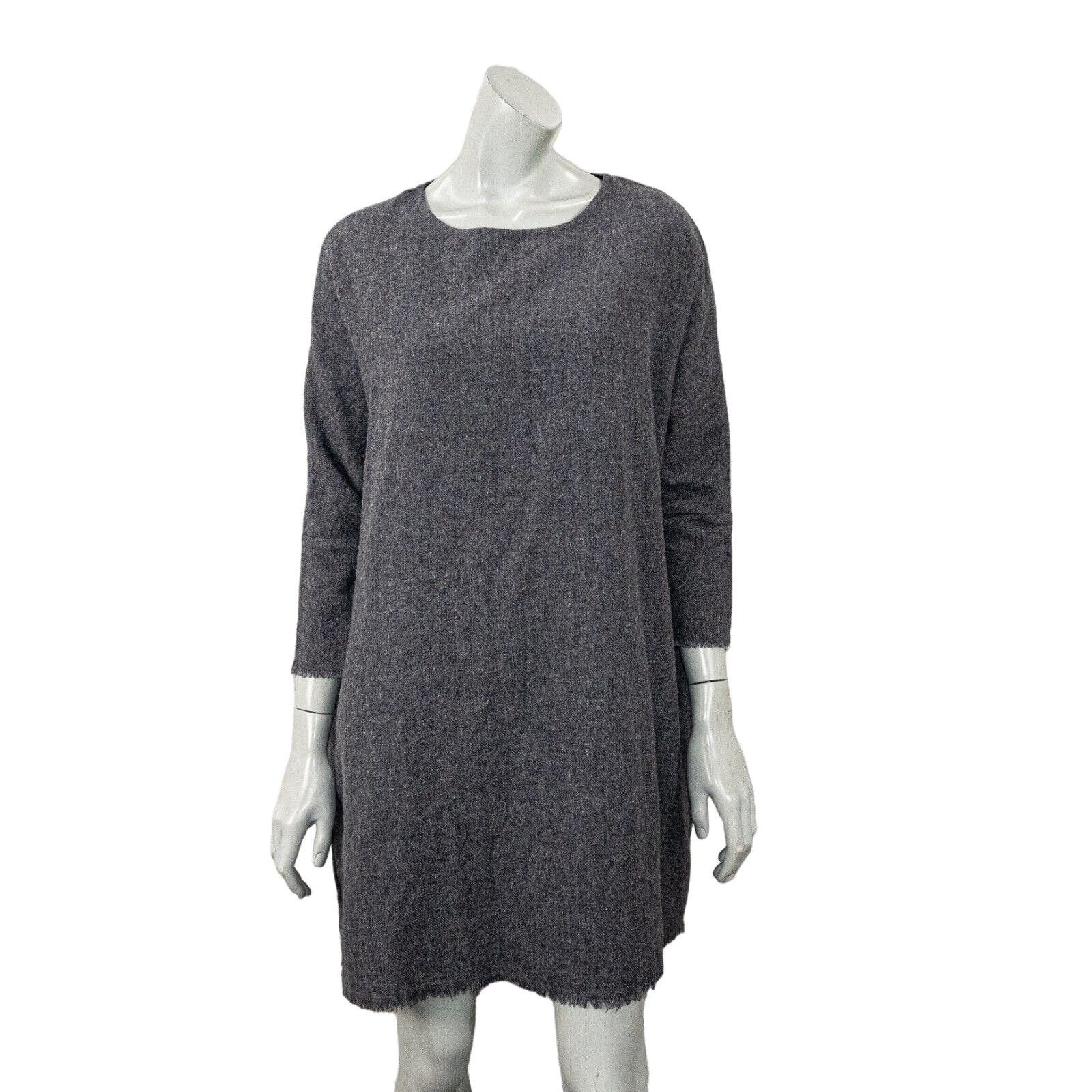 image of Black Crane Signature Long Sleeve Sack Dress Gray Raw Edge in Grey, Women's (Size XS)