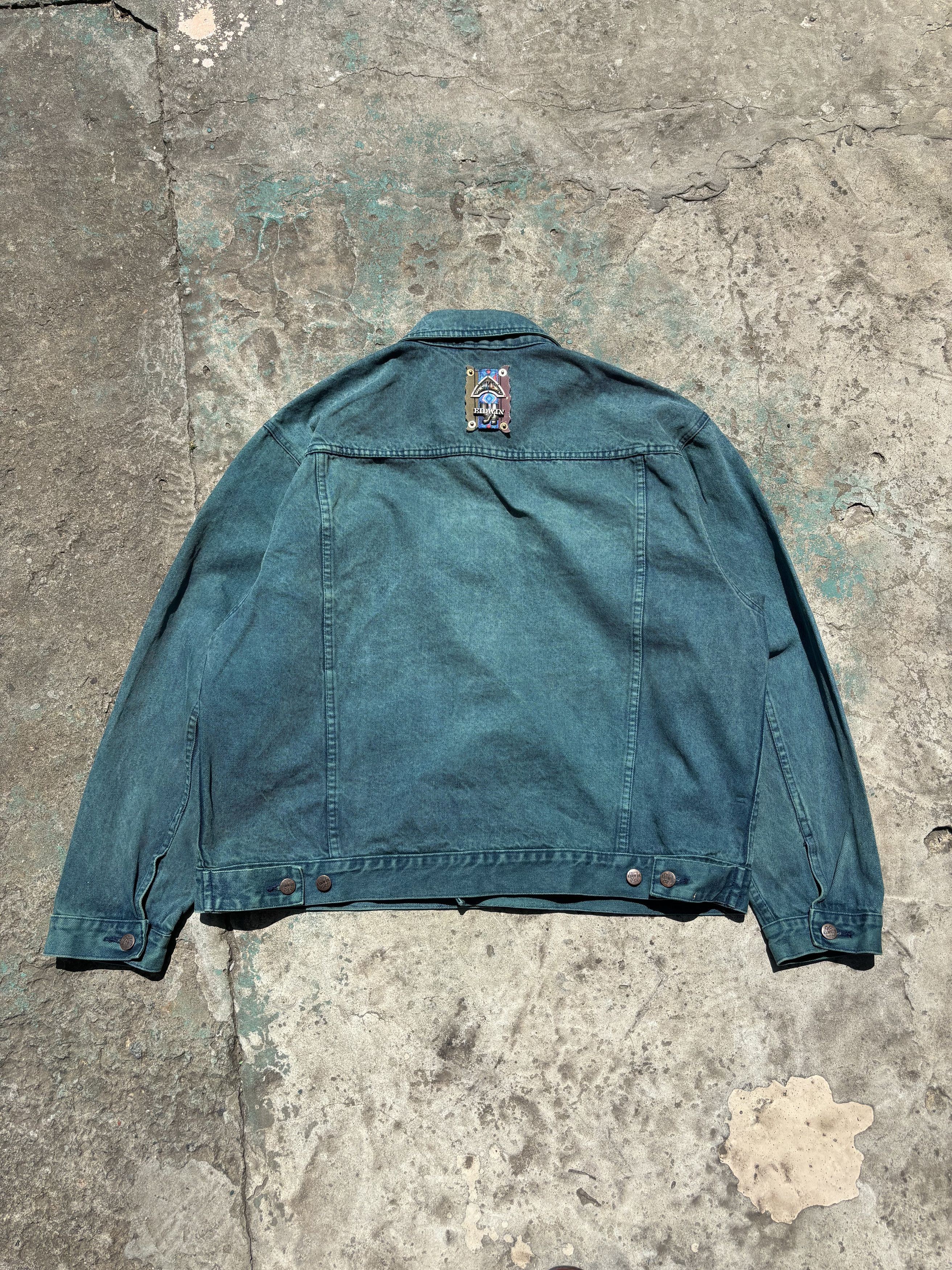 Edwin × Japanese Brand Vintage Rare Edwin Green Denim Jacket Size US XL / EU 56 / 4 - 9 Thumbnail