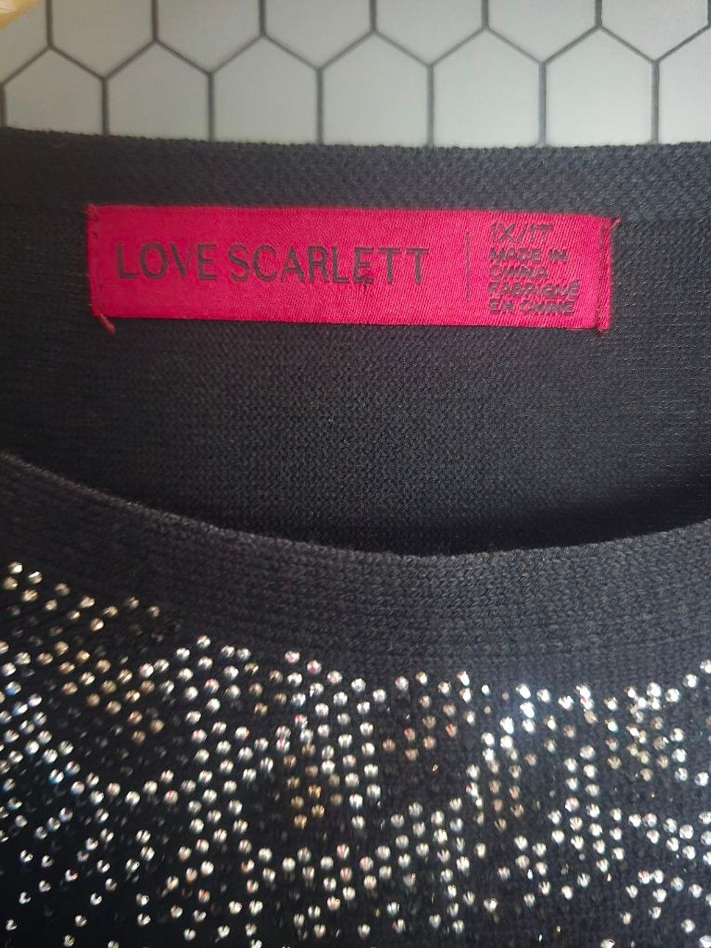 Other Women's LOVE SCARLETT Crew Neck Sweater 1X Black with Silver Size XL / US 12-14 / IT 48-50 - 7 Thumbnail