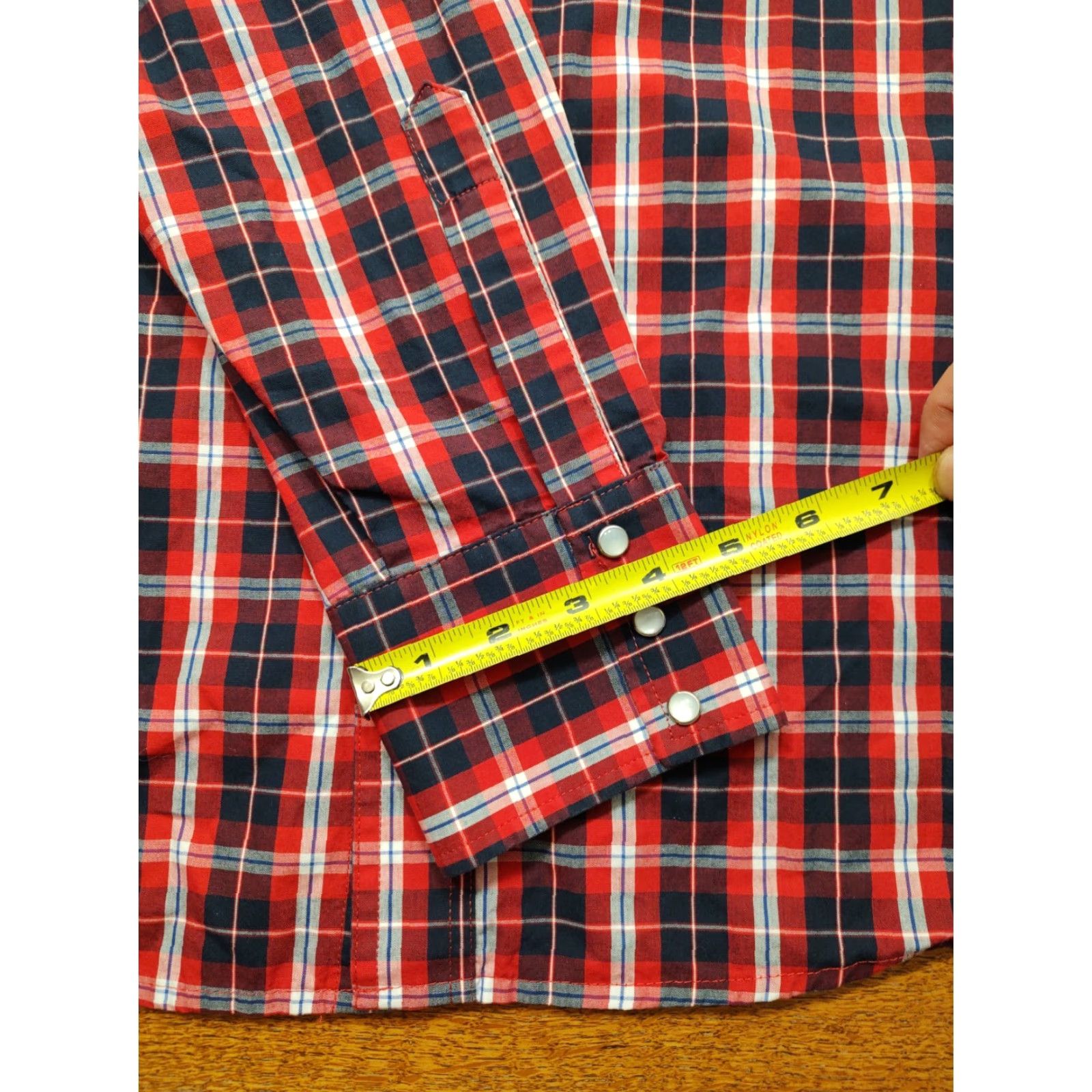 Wrangler Wrangler Western Shirt Mens XLT XL Tall Pearl Snap Red Plaid Long Sleeve Pockets Size US XL / EU 56 / 4 - 7 Thumbnail