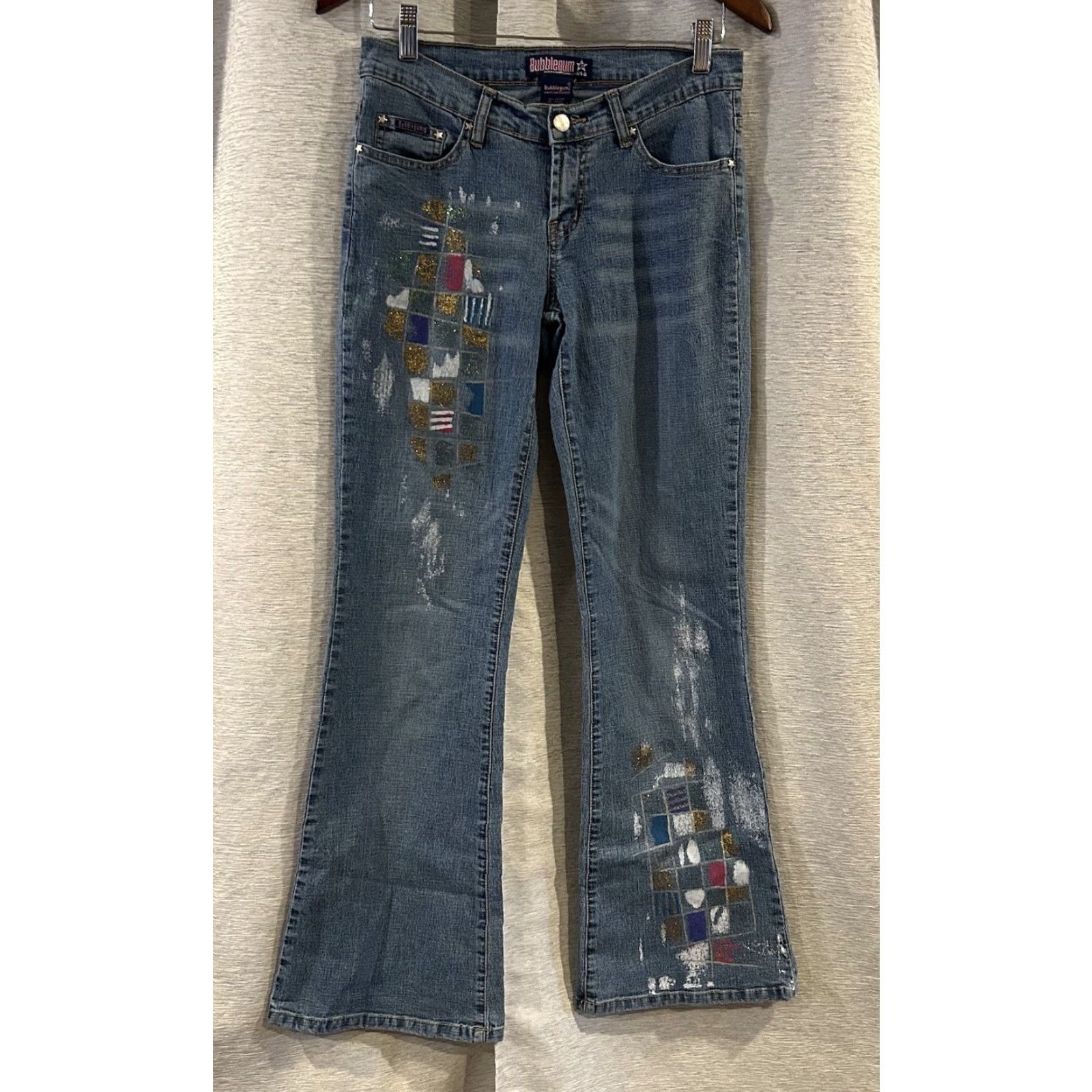 Vintage VINTAGE Bubblegum Jeans Grunge Distressed 7/8 Low Rise Flare Blue Women's 29x31 31in 6.5-8.5in Rise Size 28" / US 6 / IT 42 - 2 Thumbnail